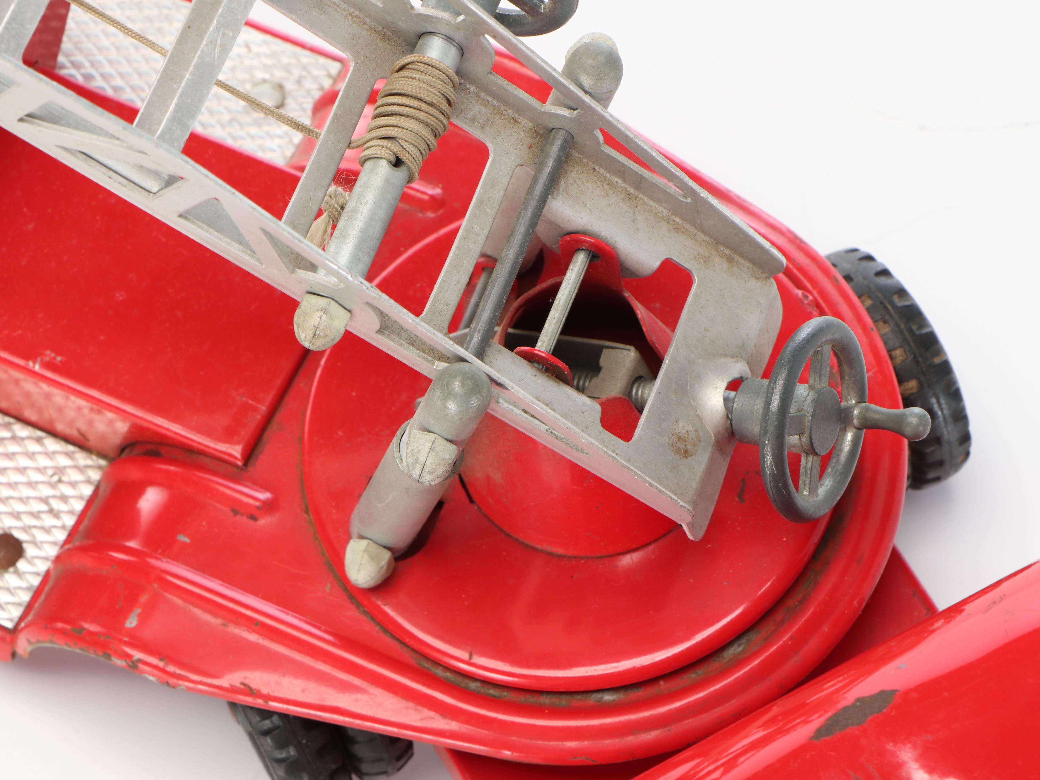 Nylint "Aerial Hook-N-Ladder" and Structo "S.F.D. Fire Truck" Metal Toys