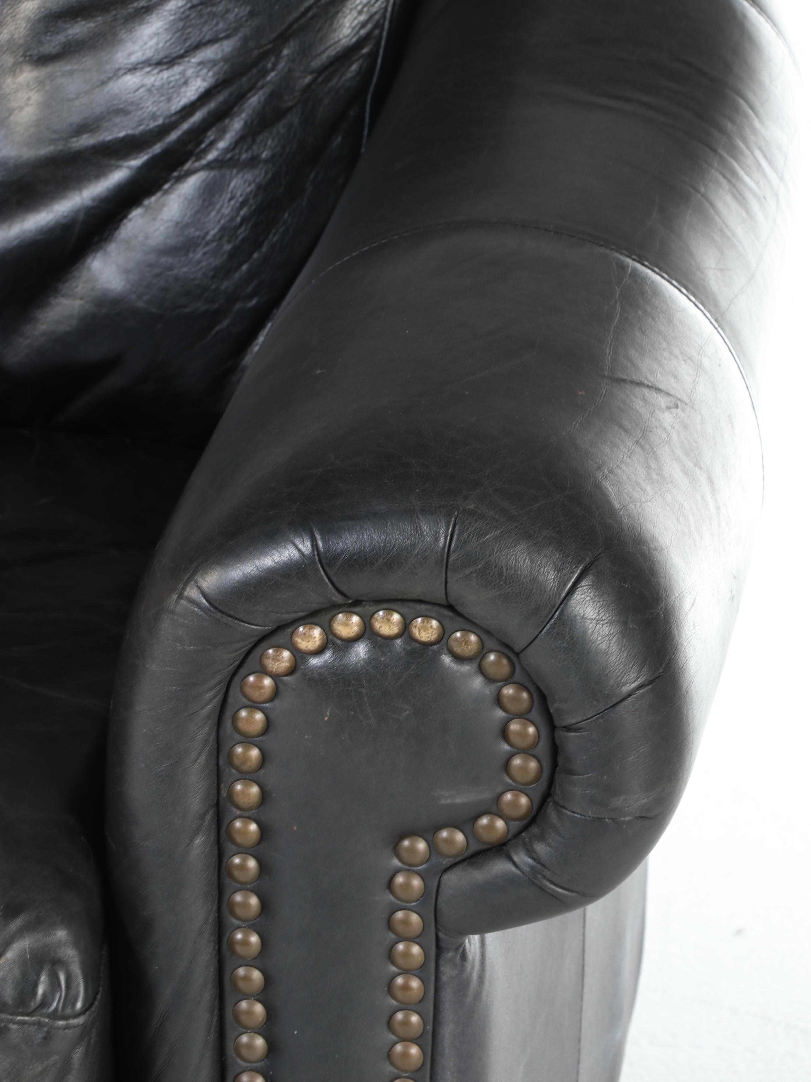 Bonded Leather Sofa with Nailhead Trim