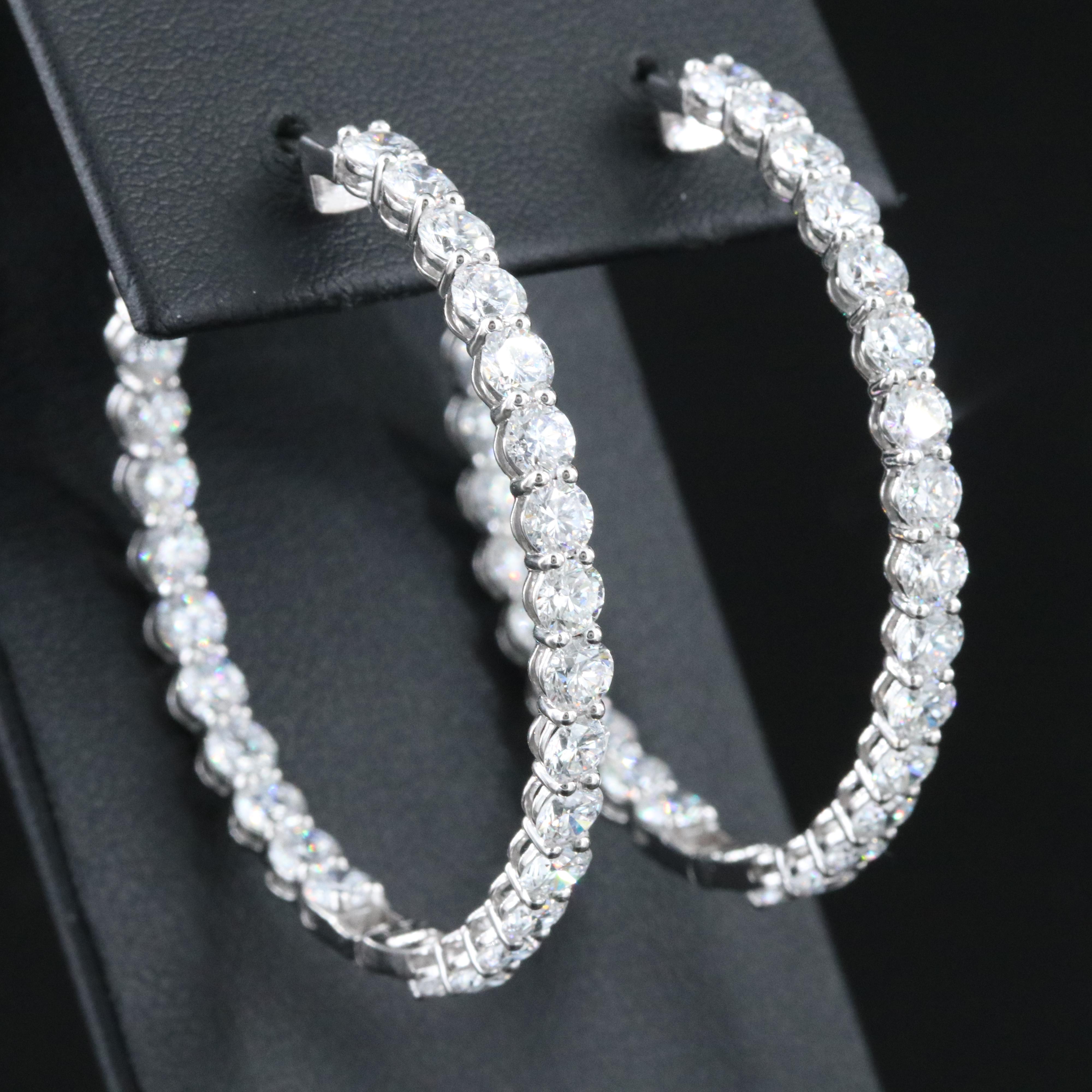 14K 10.59 CTW Lab Grown Diamond Inside Out Hoop Earrings