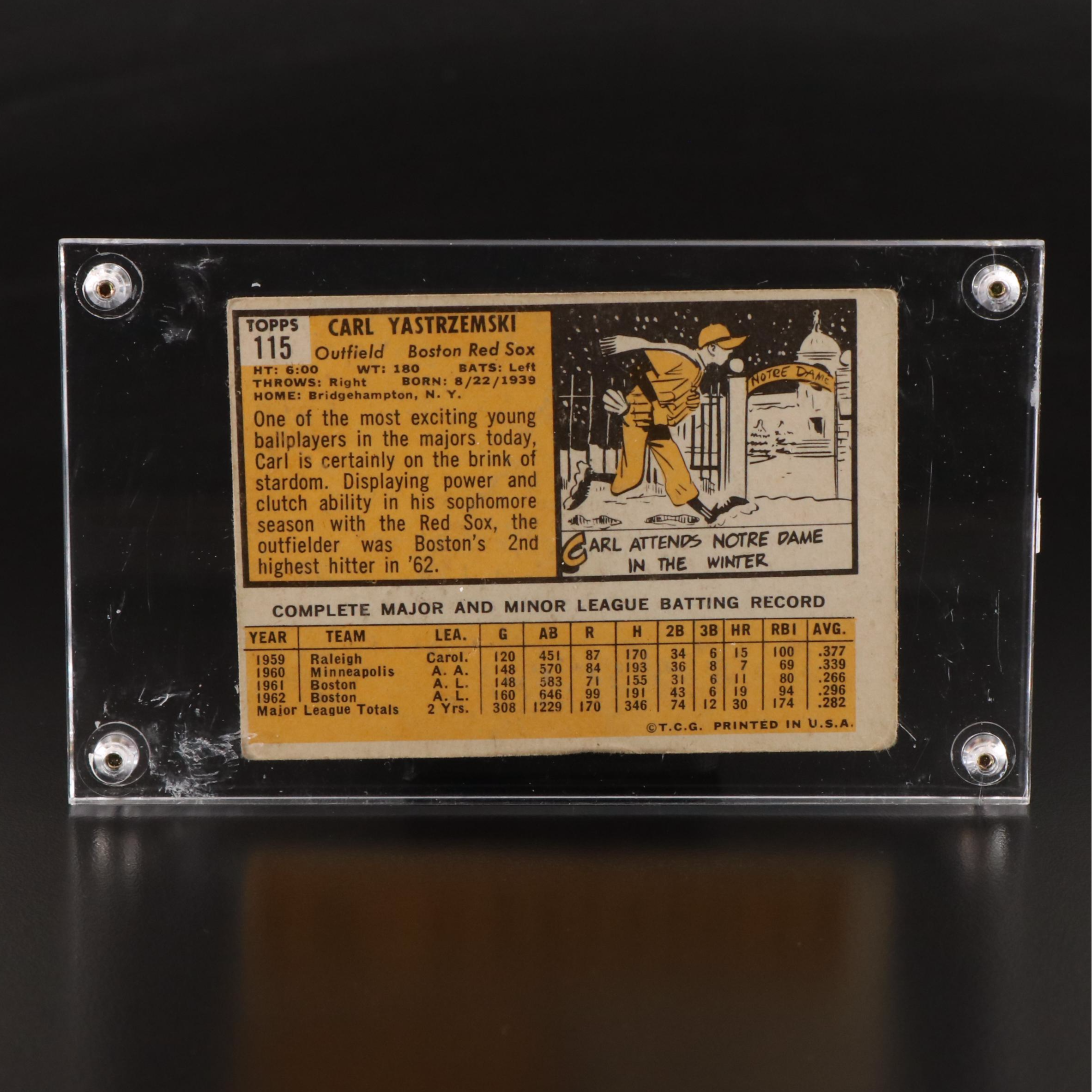 1963 Topps Carl Yastrzemski Boston Red Sox Baseball Card