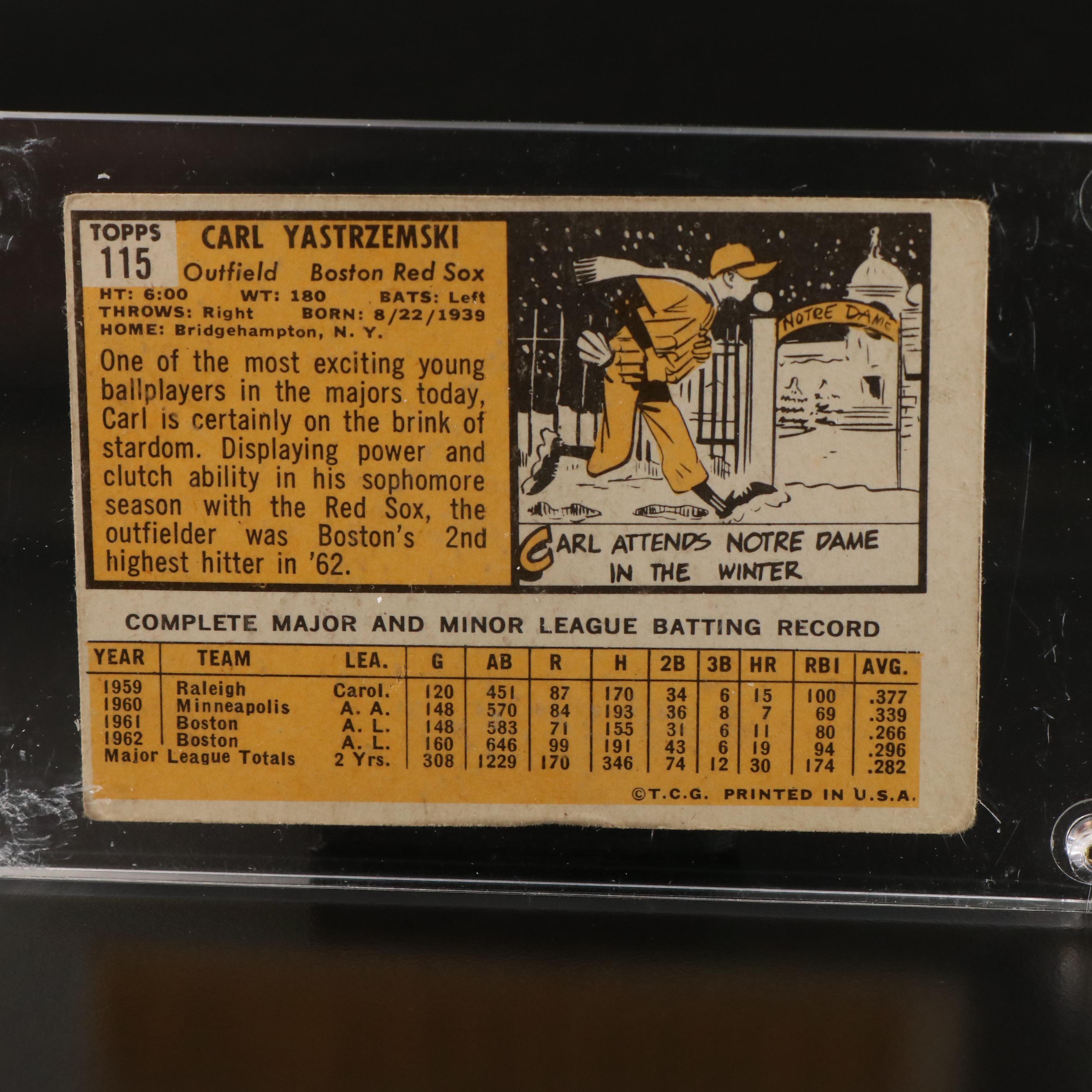 1963 Topps Carl Yastrzemski Boston Red Sox Baseball Card