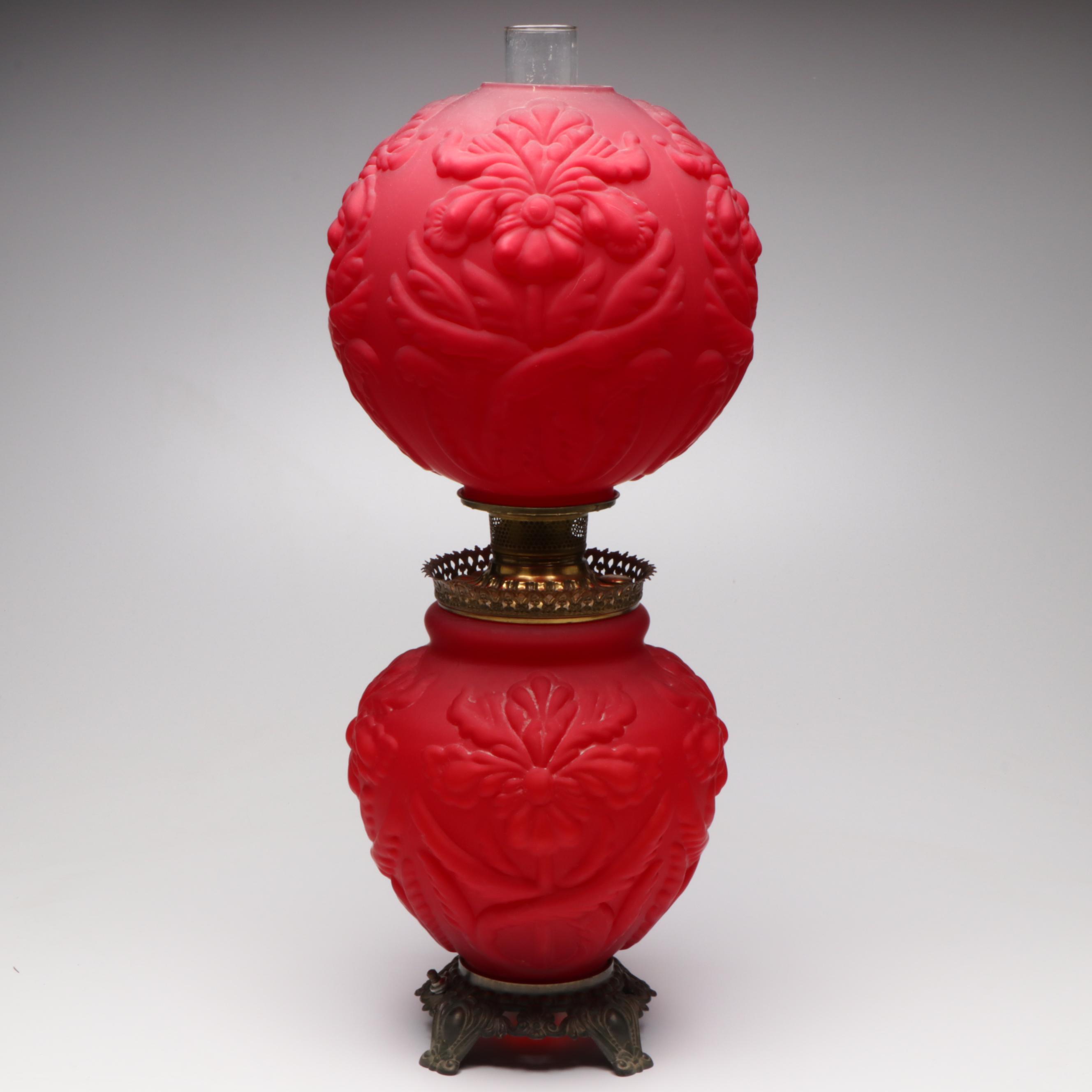 Pittsburgh Regal Iris Satin Red Parlor Lamp