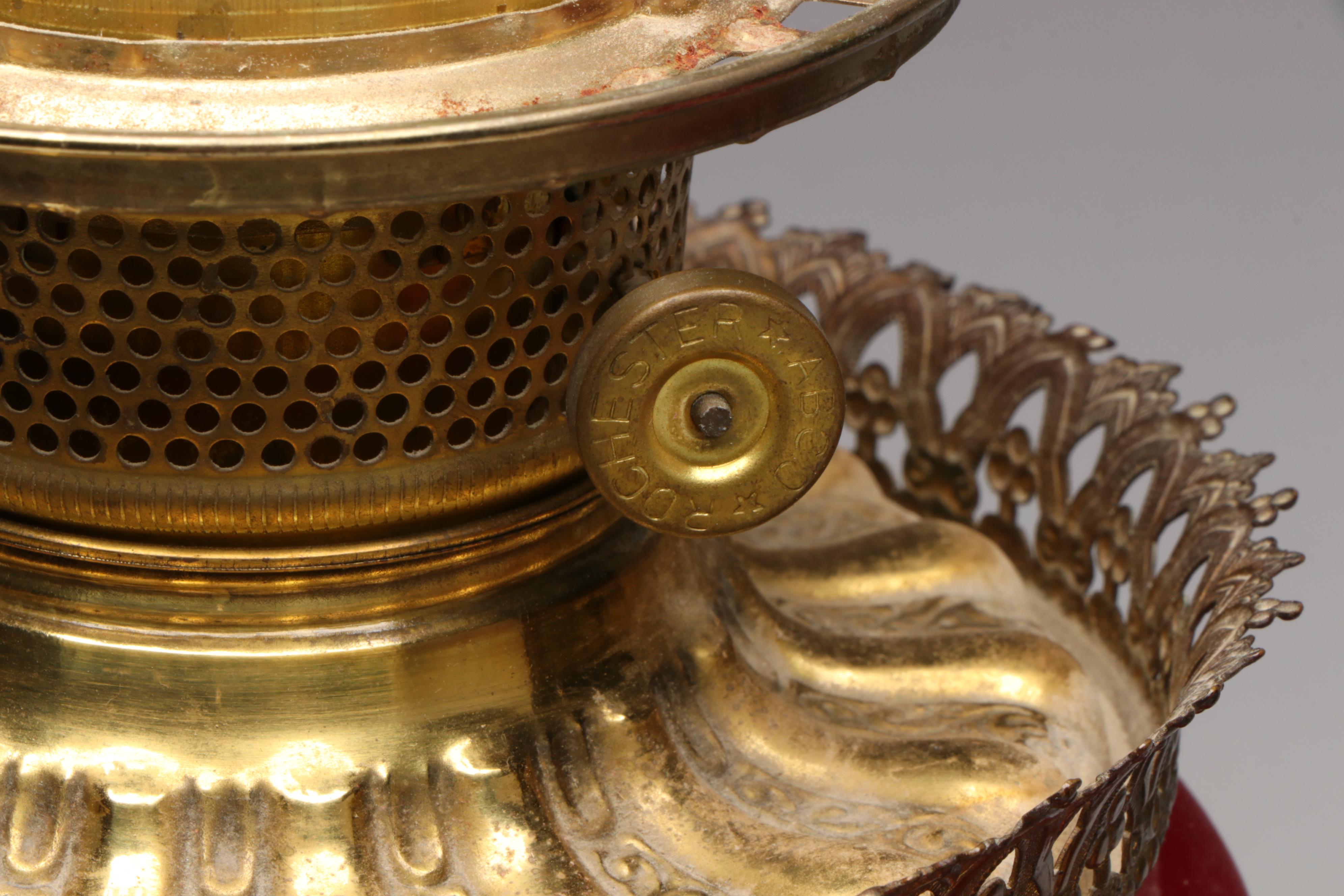 Pittsburgh Regal Iris Satin Red Parlor Lamp