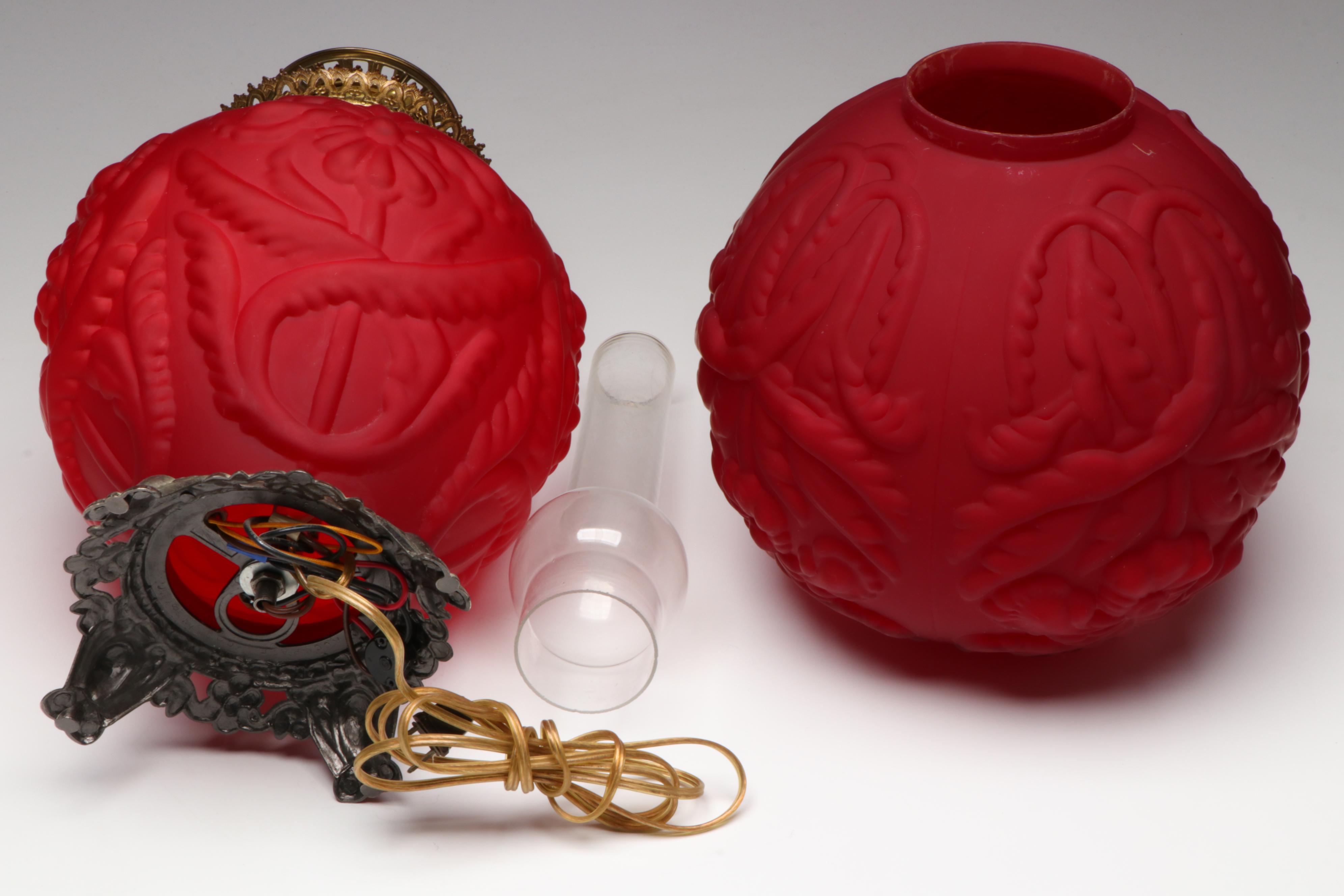 Pittsburgh Regal Iris Satin Red Parlor Lamp