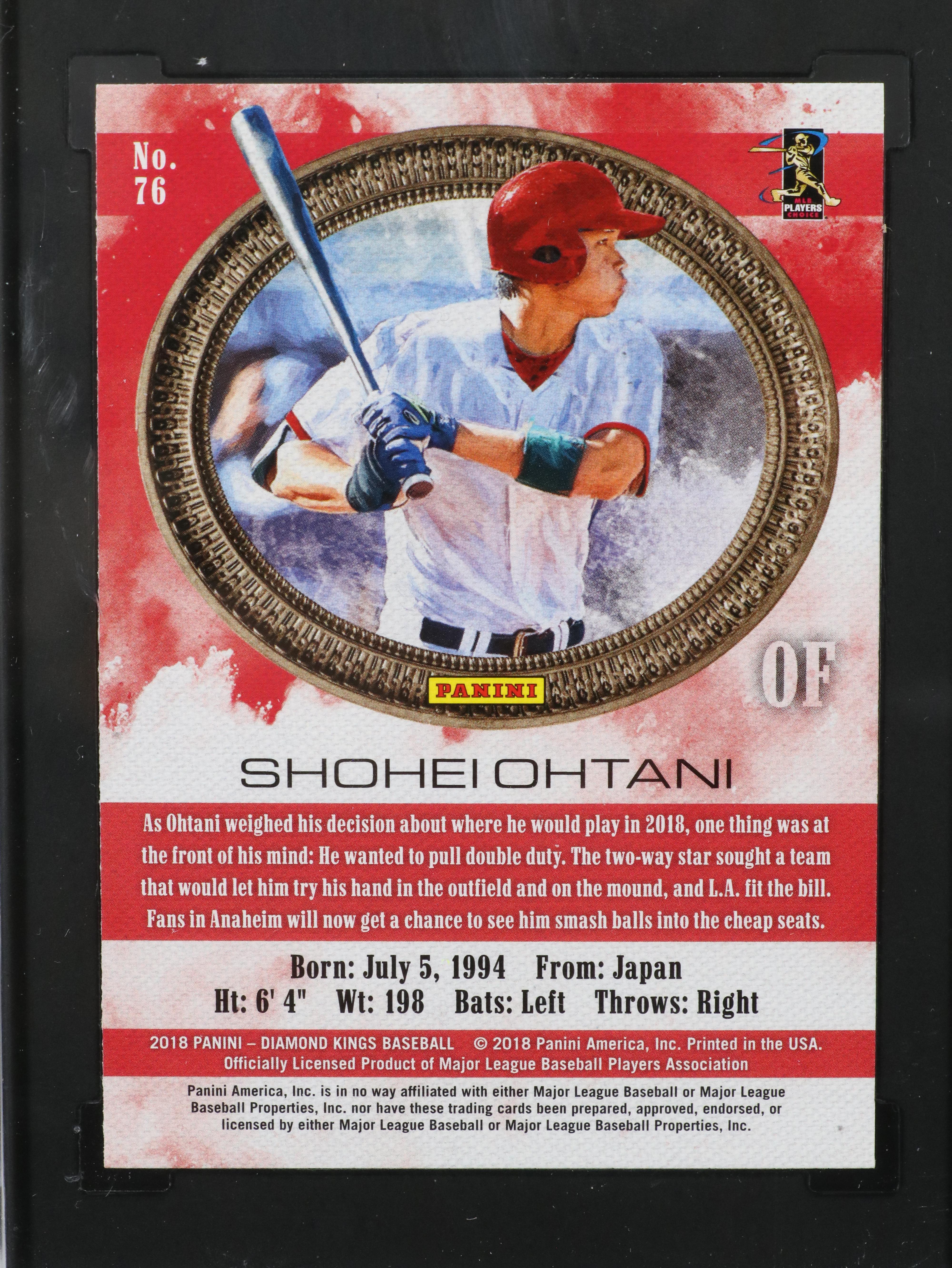2018 Diamond Kings Shohei Ohtani Rookie Baseball Card Graded SGC 10