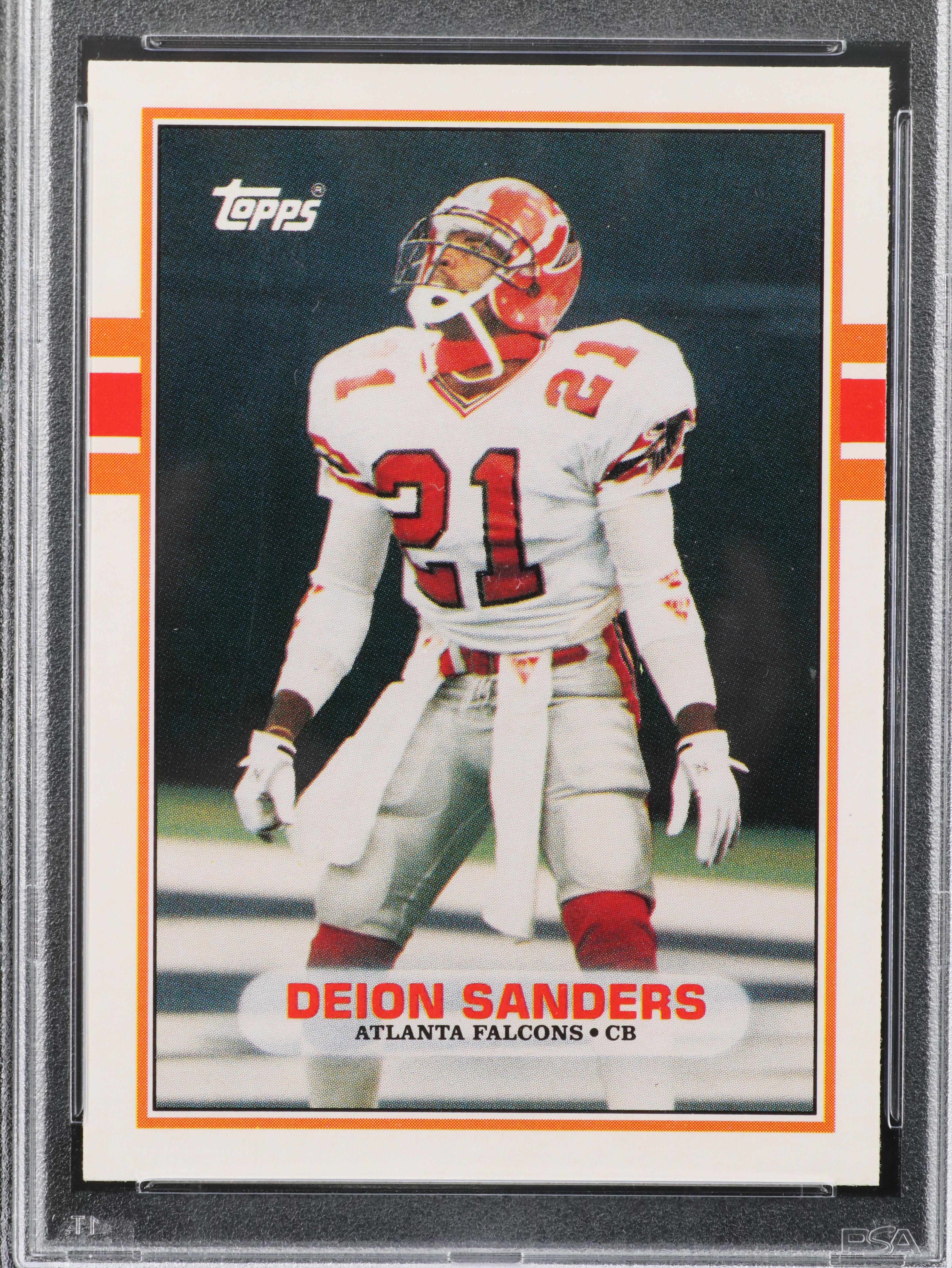 1989 Topps Traded Deion Sanders Atlanta Falcons Rookie Card Graded PSA 10