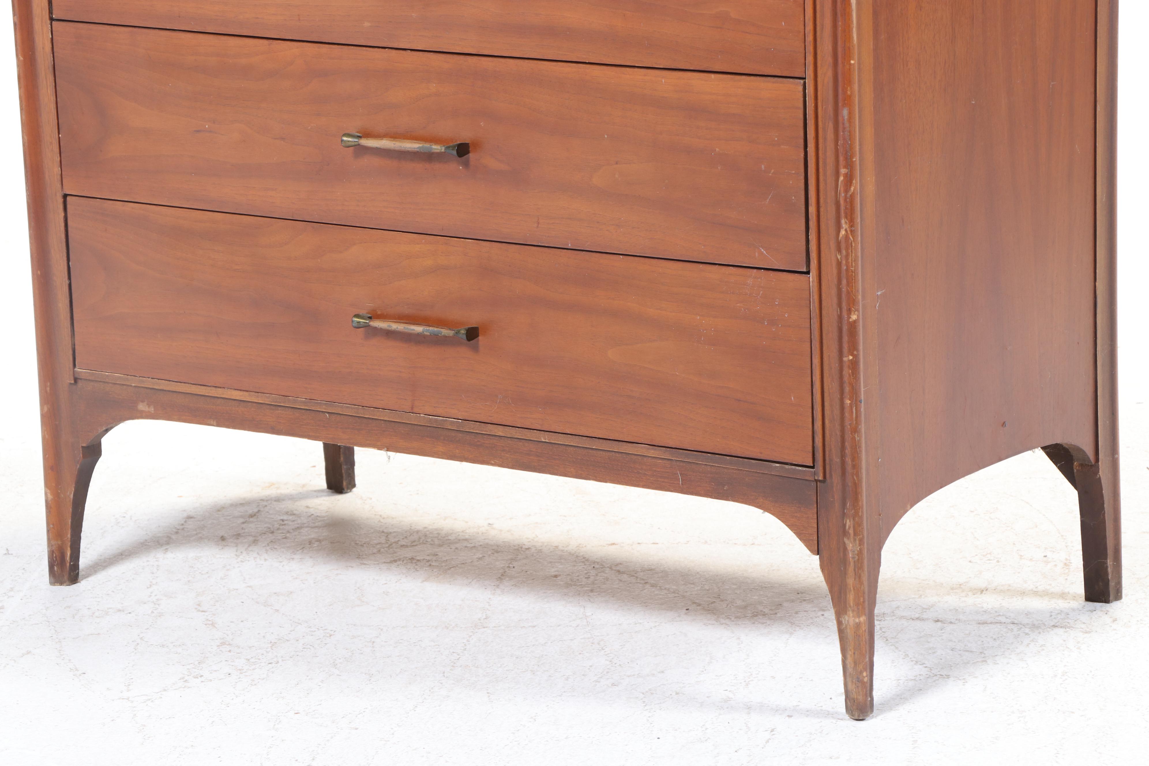 Kent Coffey "Perspecta" Walnut, Rosewood, and Ash Five-Drawer Chest