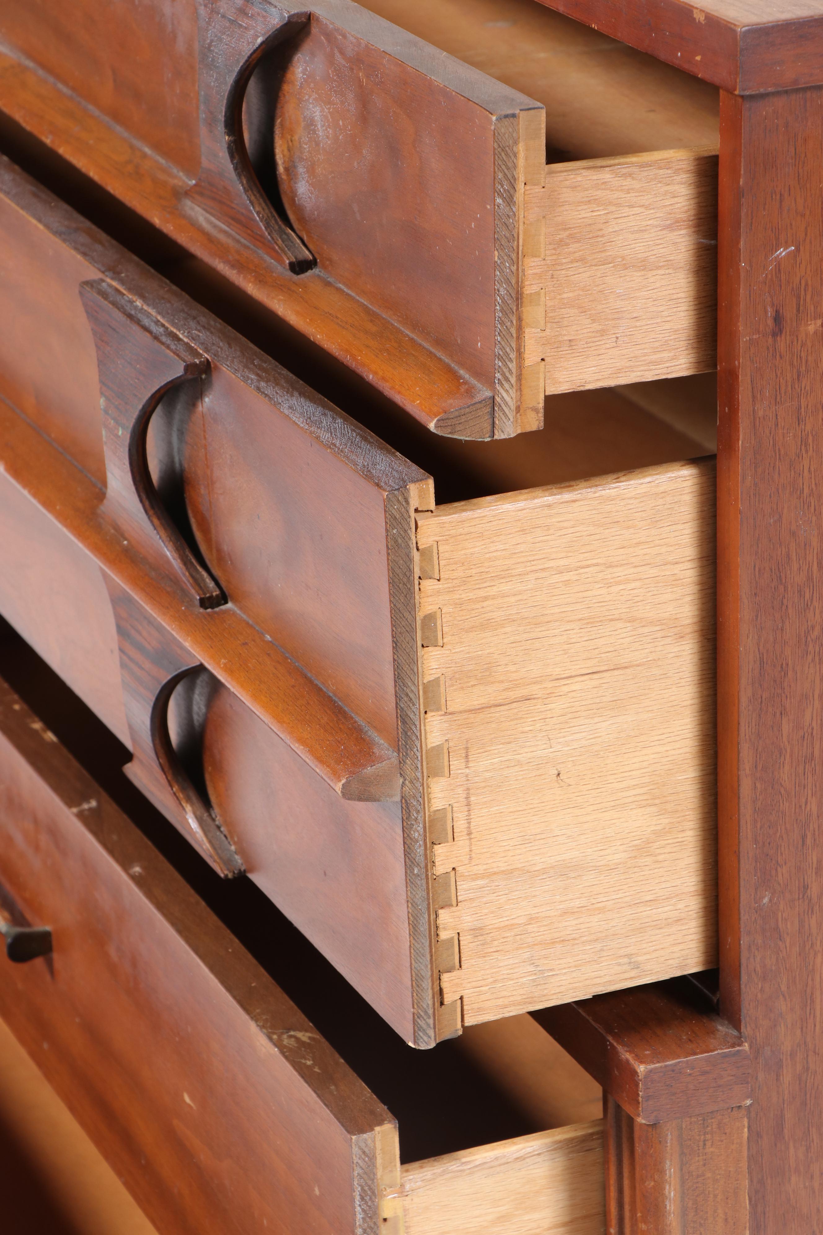 Kent Coffey "Perspecta" Walnut, Rosewood, and Ash Five-Drawer Chest