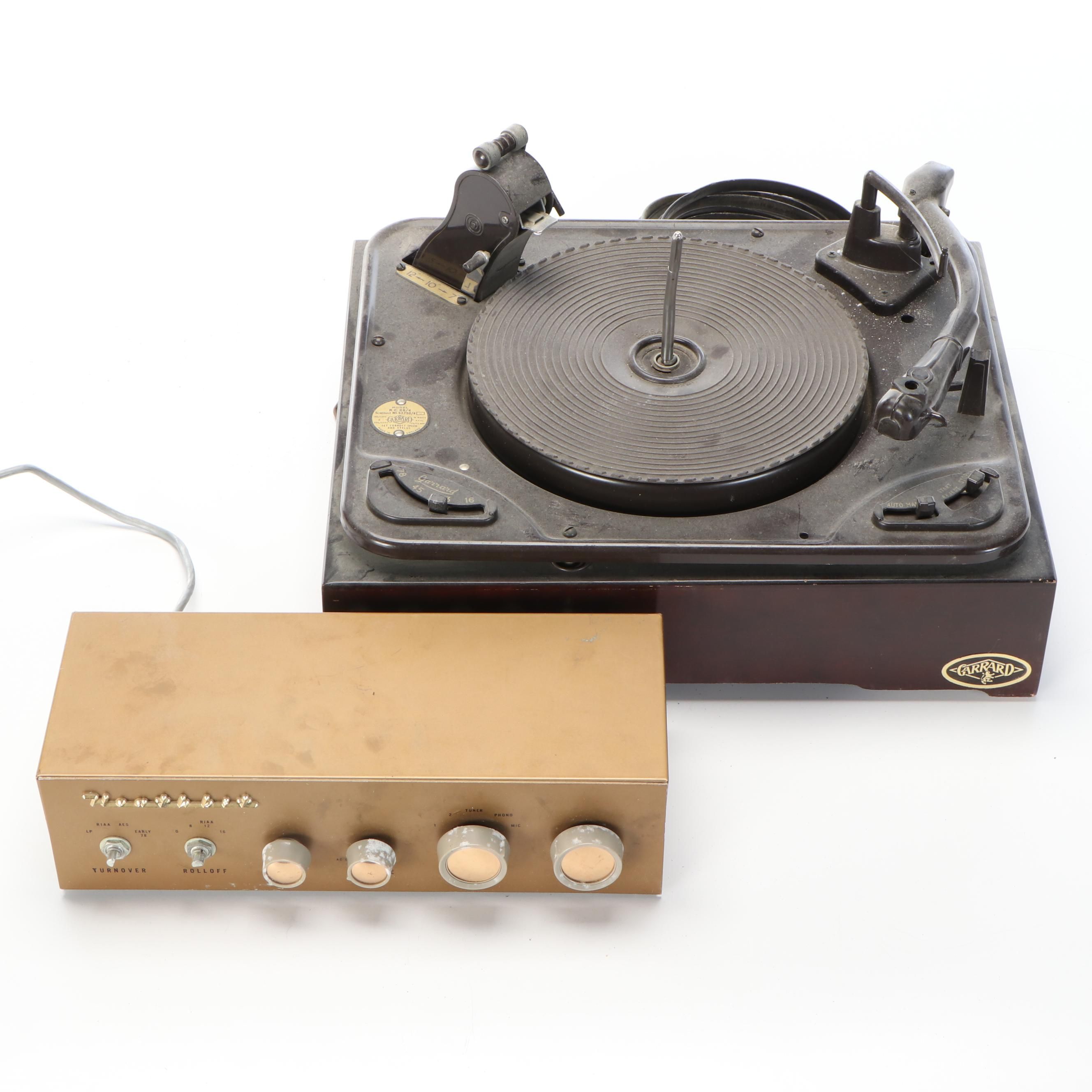 Garrard RC88 4-Speed Turntable with Heathkit WA-P2 Preamplifier