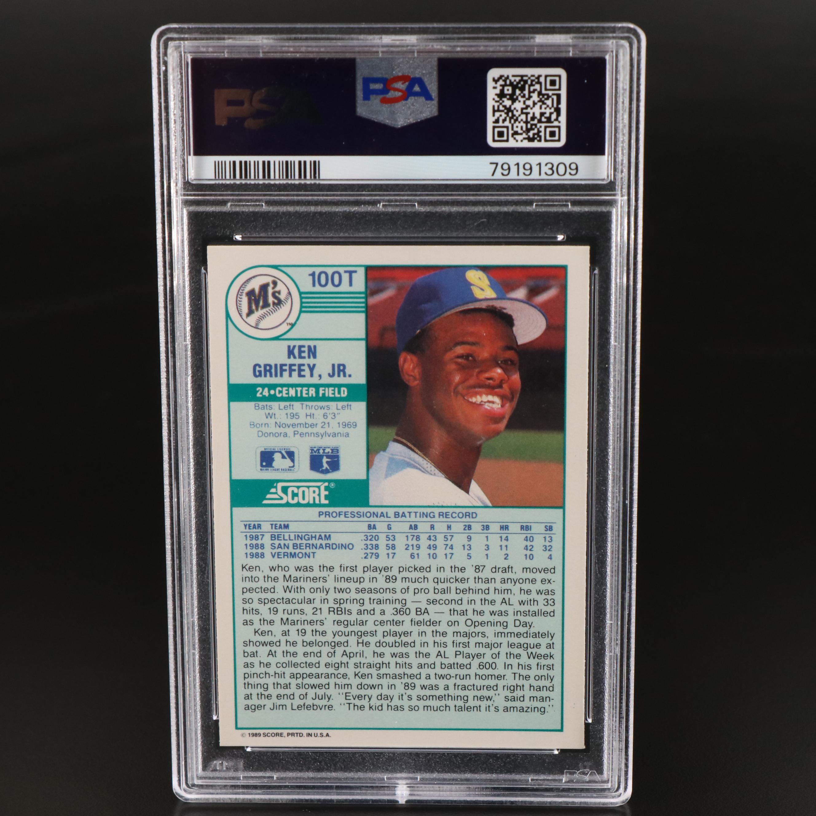 1989 Score Traded Ken Griffey Jr. Seattle Mariners Rookie Card Graded PSA 10