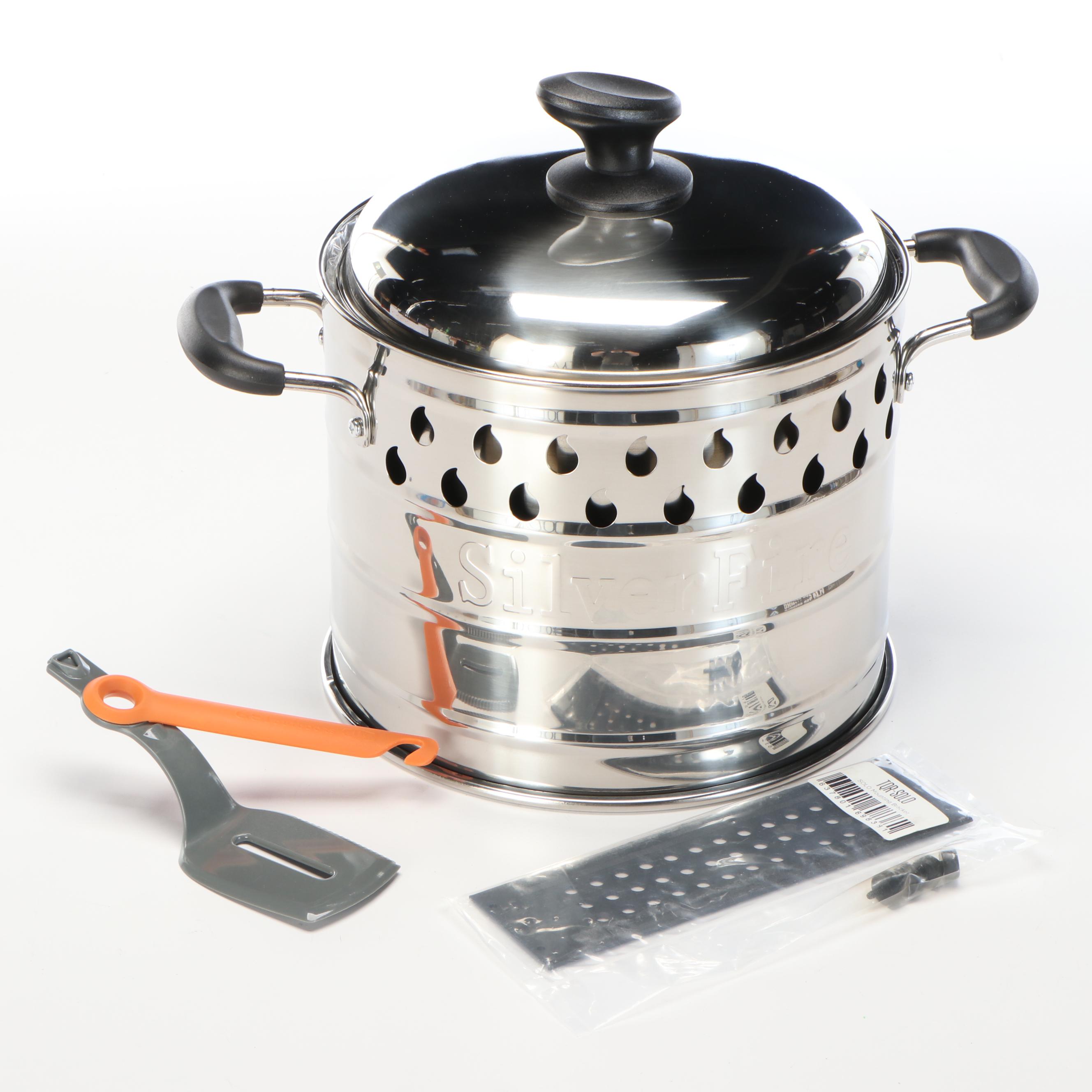 Silver Fire Stainless Steel Campfire Pot with Optimus Camp Stove and More