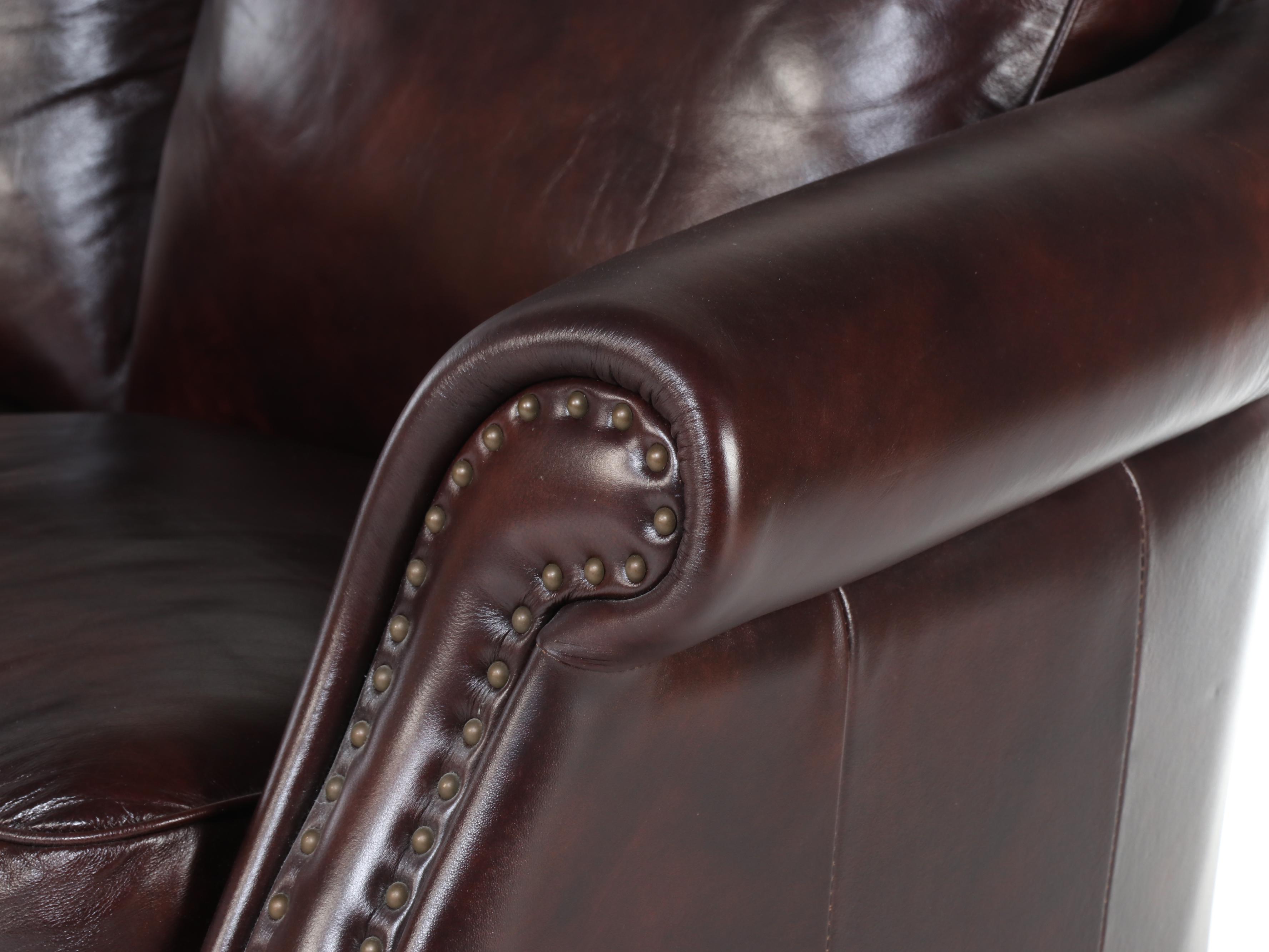 DeCoro Leather Sofa with Nailheads