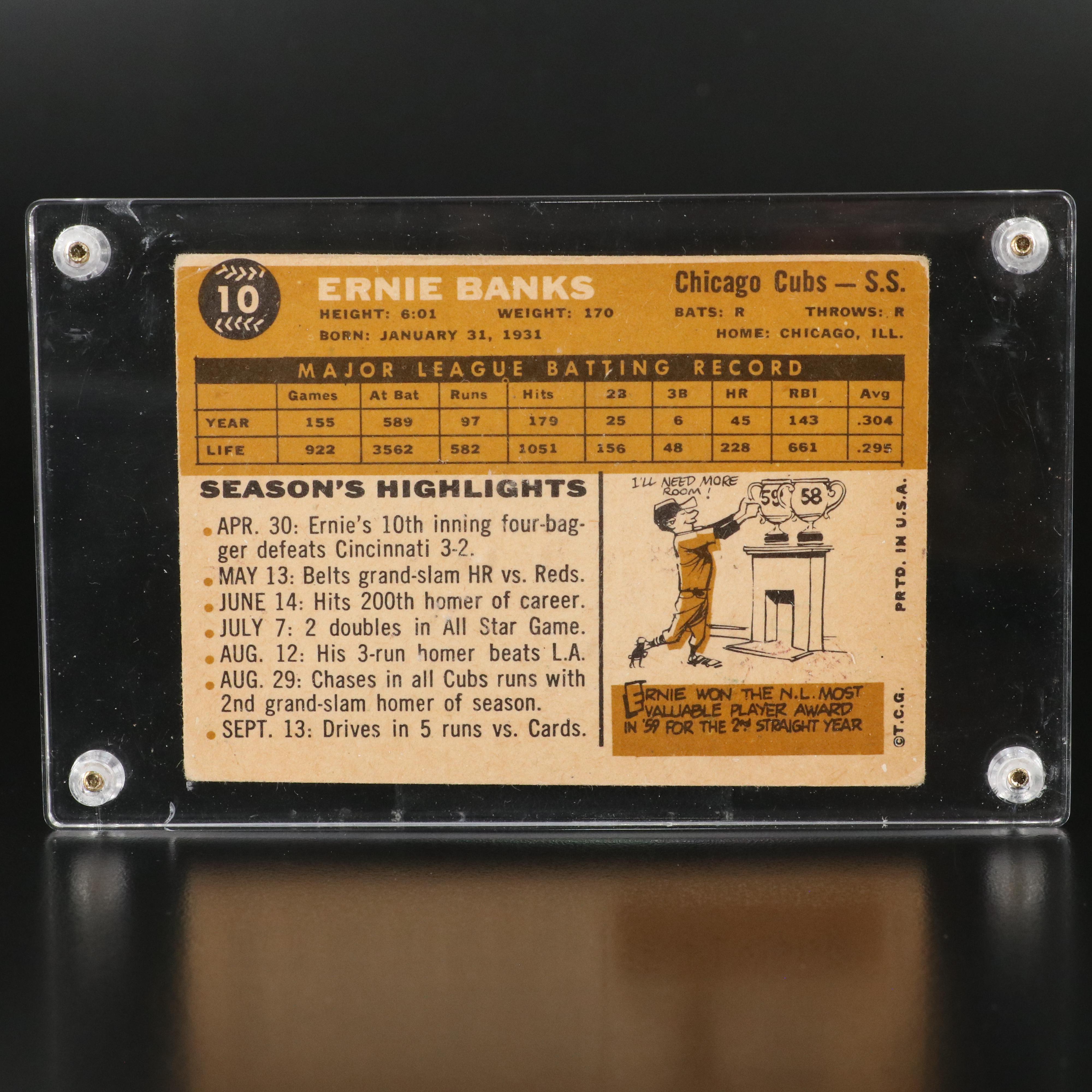 1960 Topps Ernie Banks Chicago Cubs Baseball Card