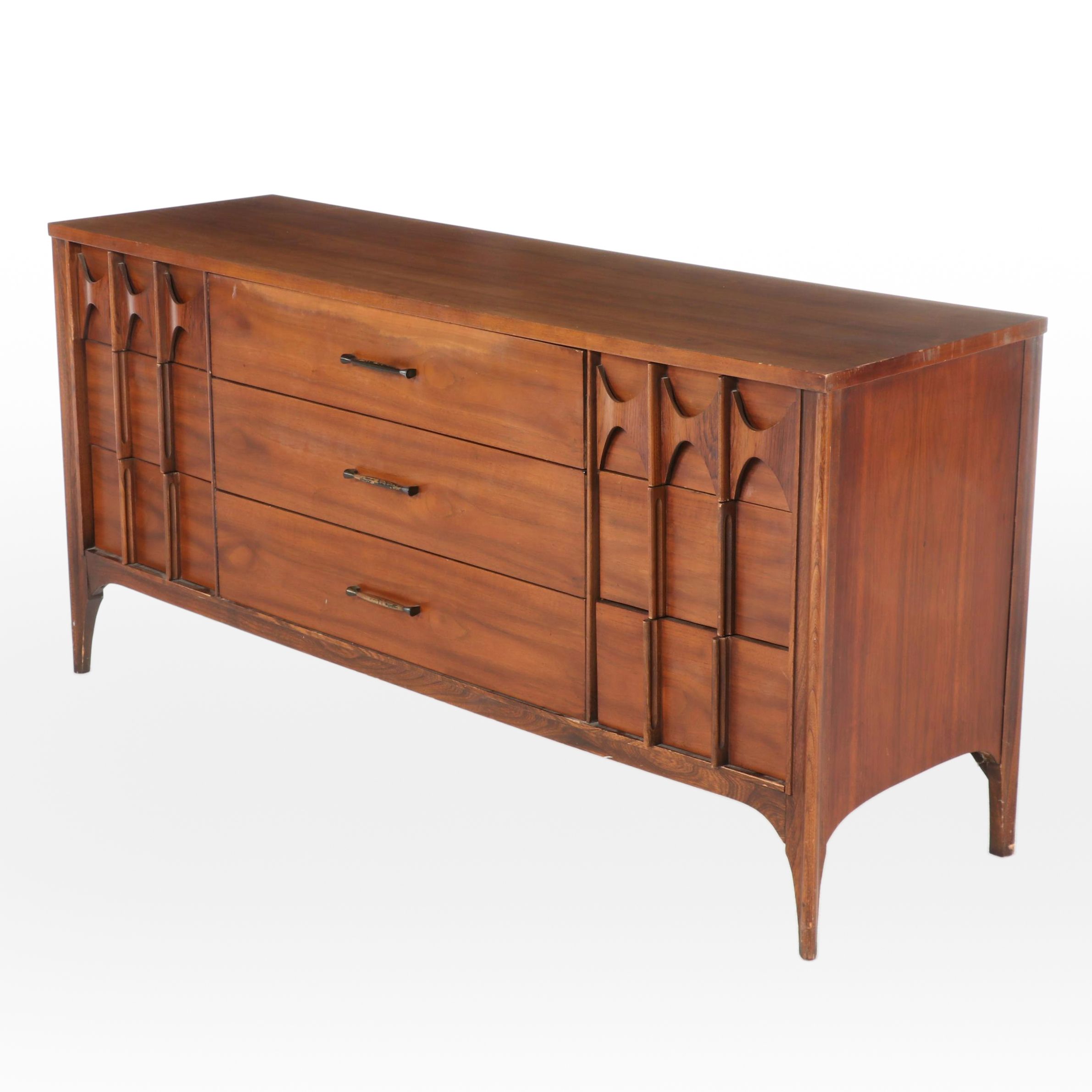 Kent Coffey "Perspecta" Walnut, Rosewood, and Ash Nine-Drawer Chest