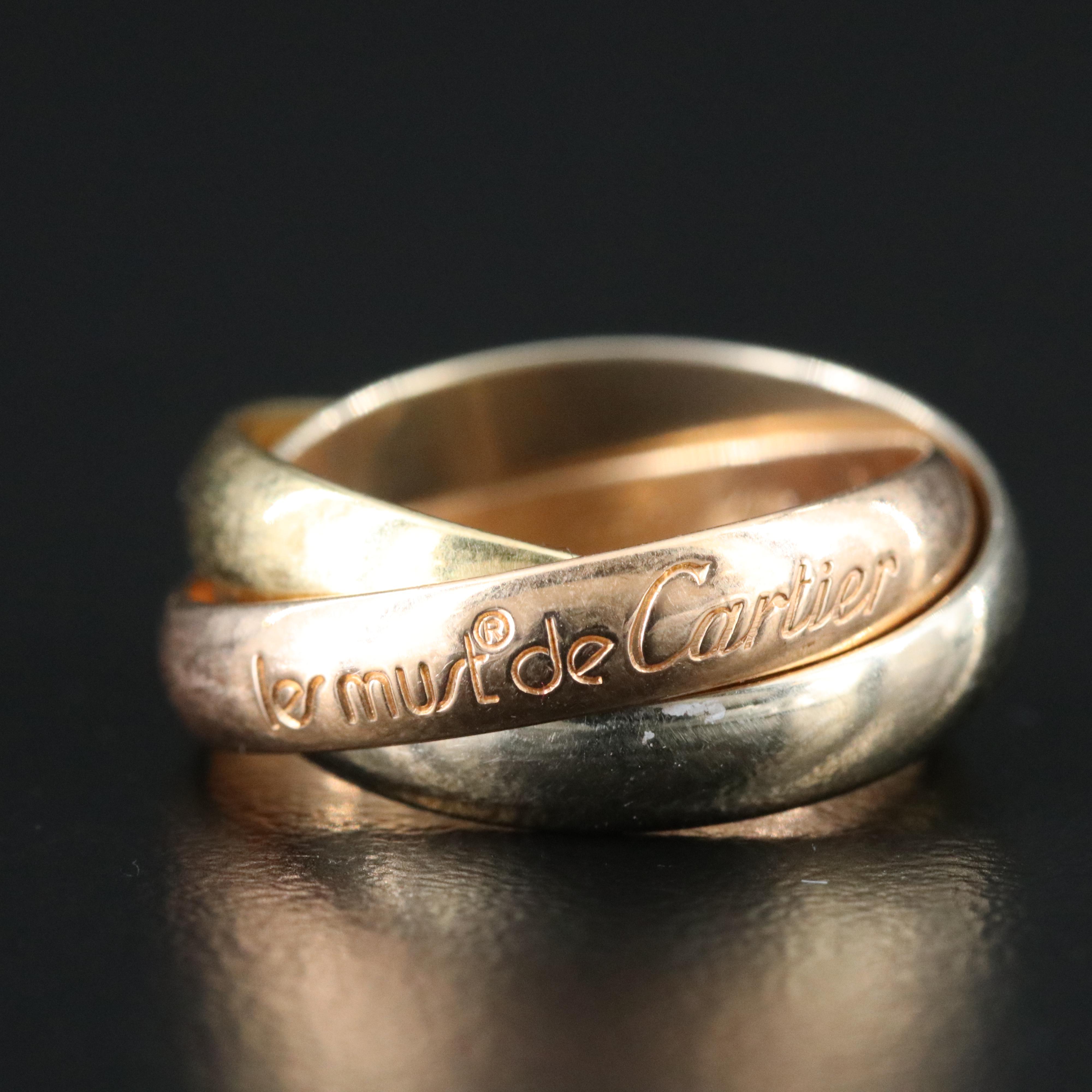 Les Must de Cartier 18K Tri-Color Trinity Rolling Ring