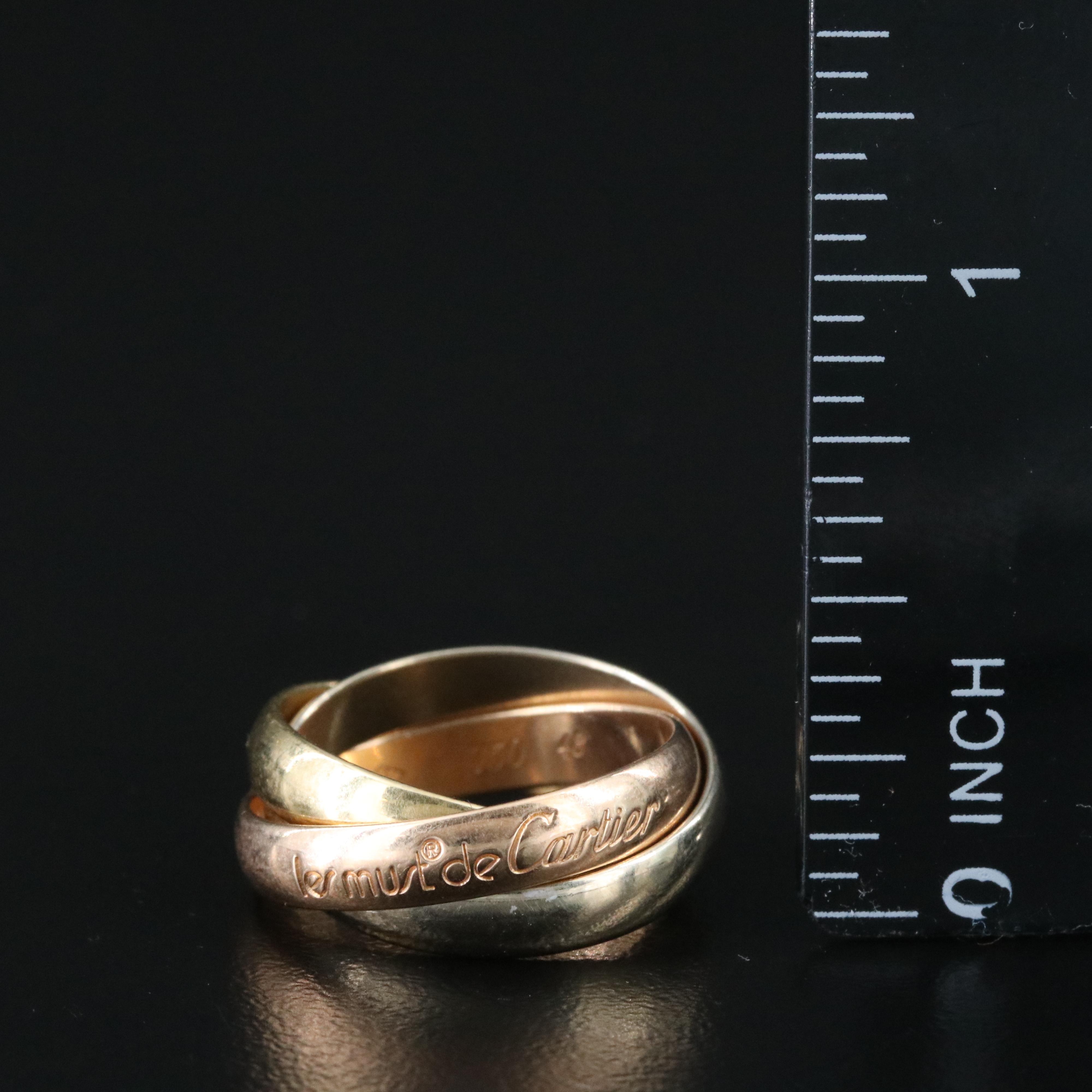 Les Must de Cartier 18K Tri-Color Trinity Rolling Ring
