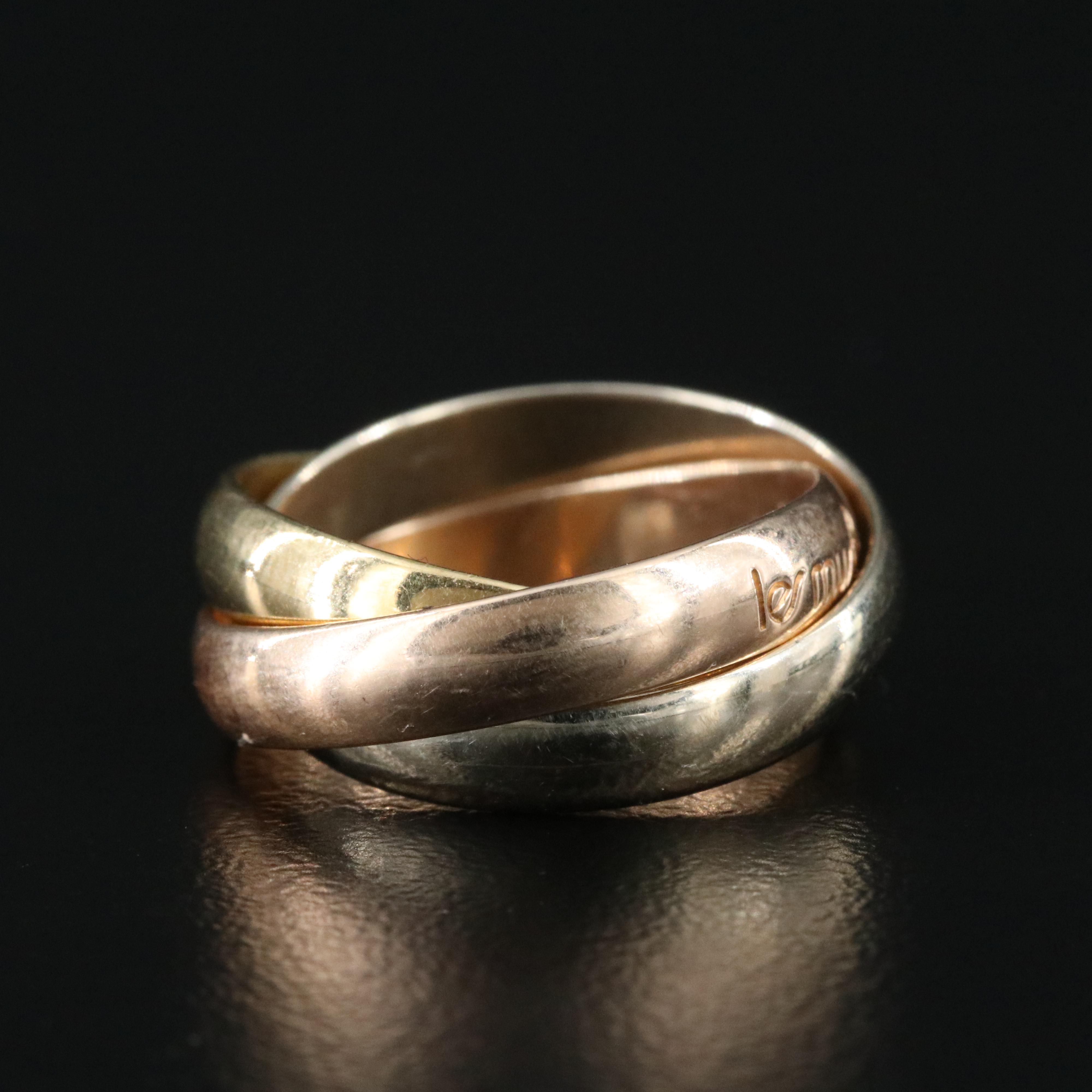 Les Must de Cartier 18K Tri-Color Trinity Rolling Ring