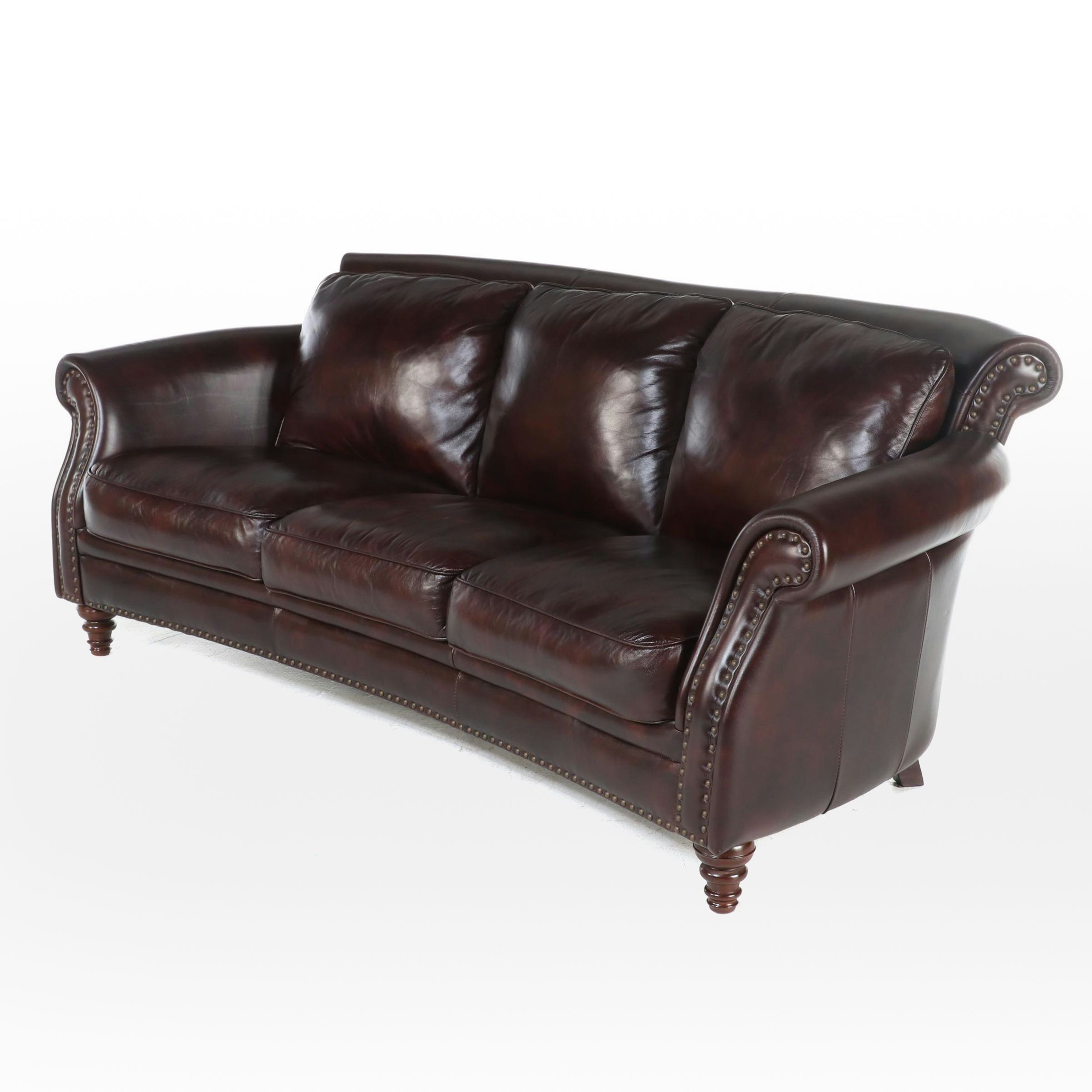DeCoro Leather Sofa with Nailheads