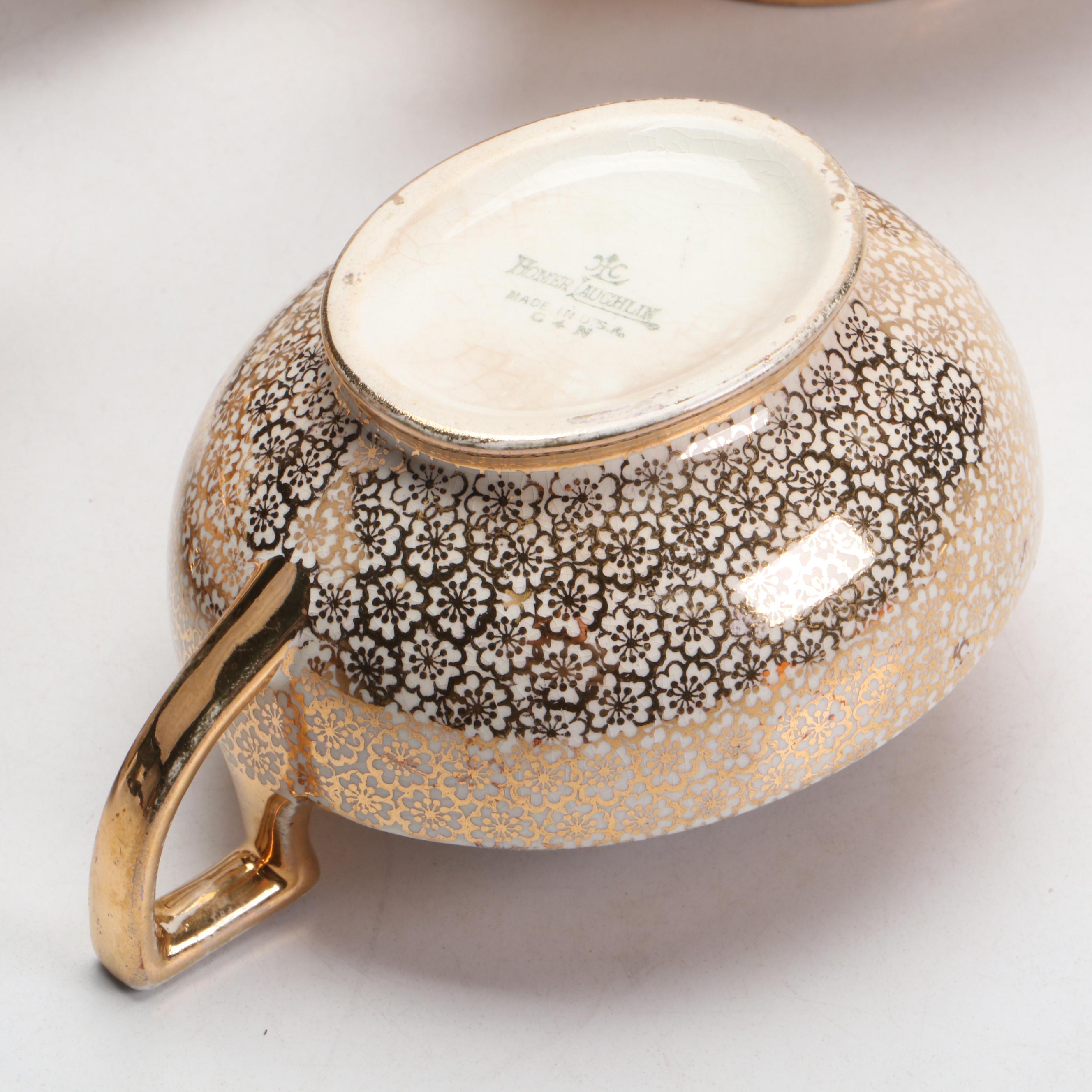 Homer Laughlin "Hudson" Ceramic Oval Covered Vegetable with More Ceramic Décor