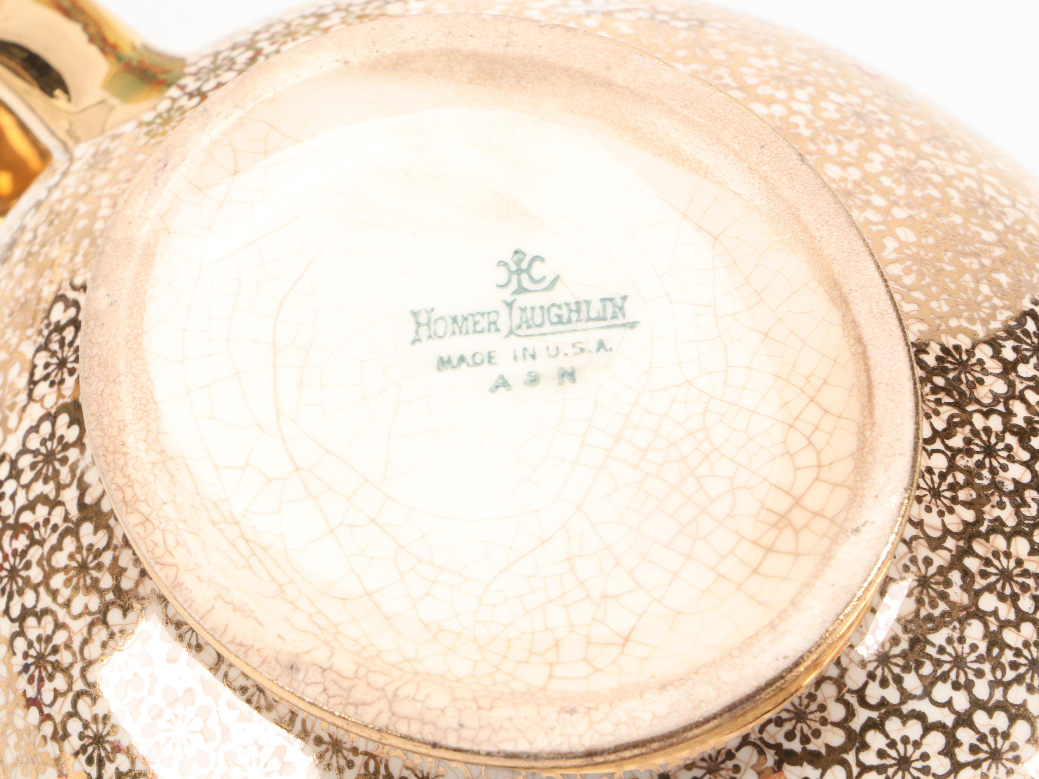 Homer Laughlin "Hudson" Ceramic Oval Covered Vegetable with More Ceramic Décor