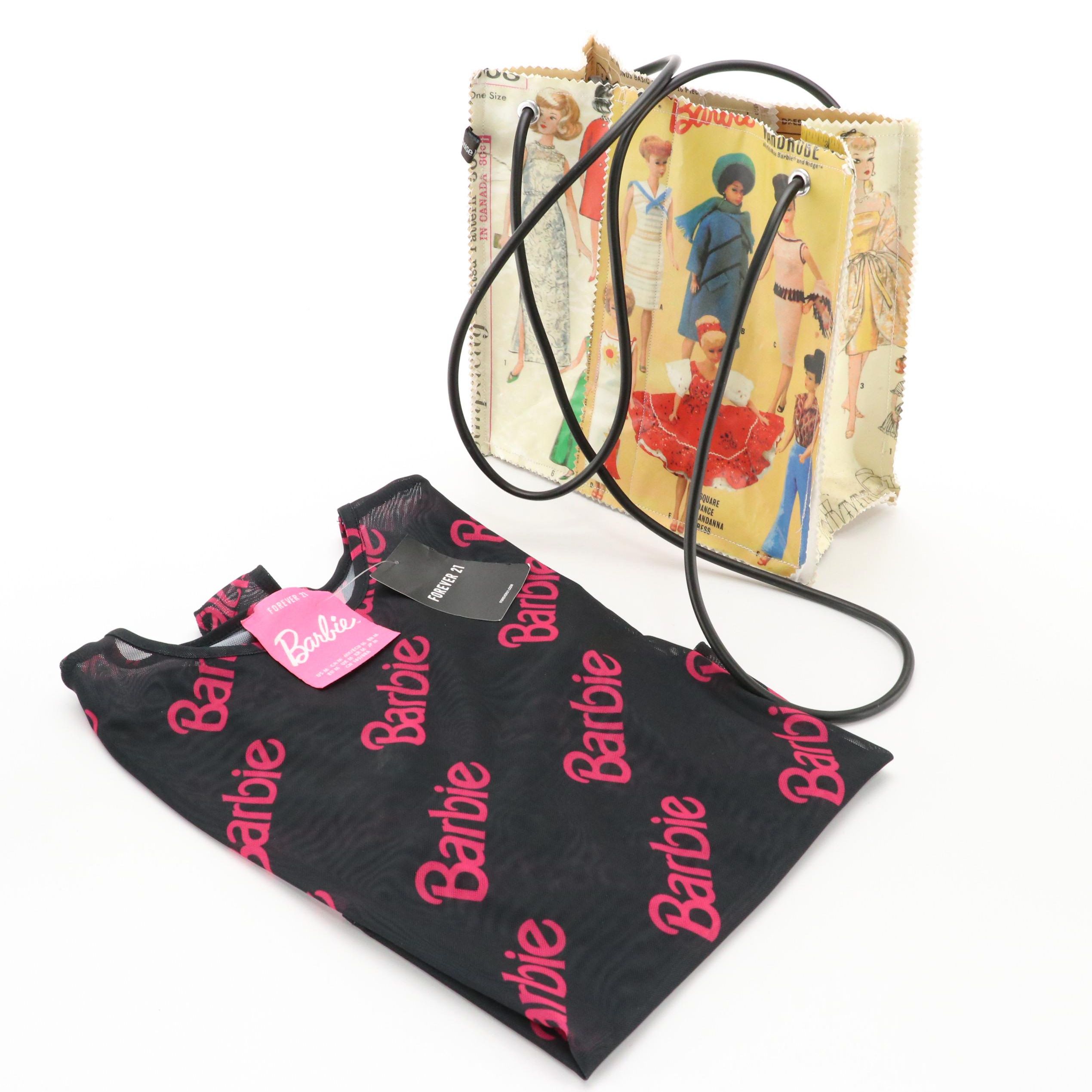 House Made Vintage Barbie Doll Tote & Forever 21 Barbie Printed Mesh Bodysuit
