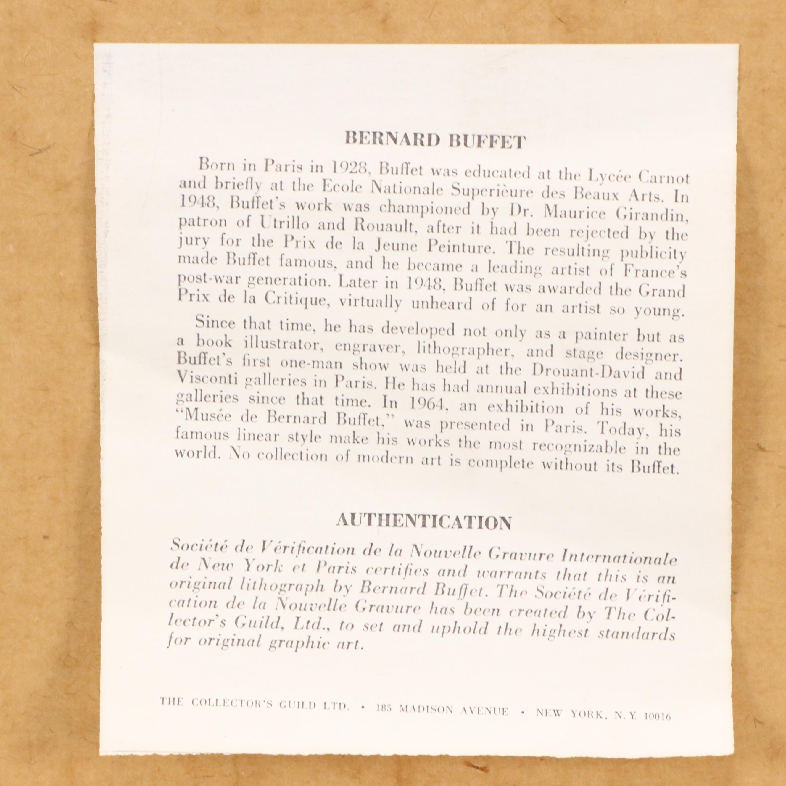 Color Lithograph After Bernard Buffet "Le Clown Jojo," Late 20th Century