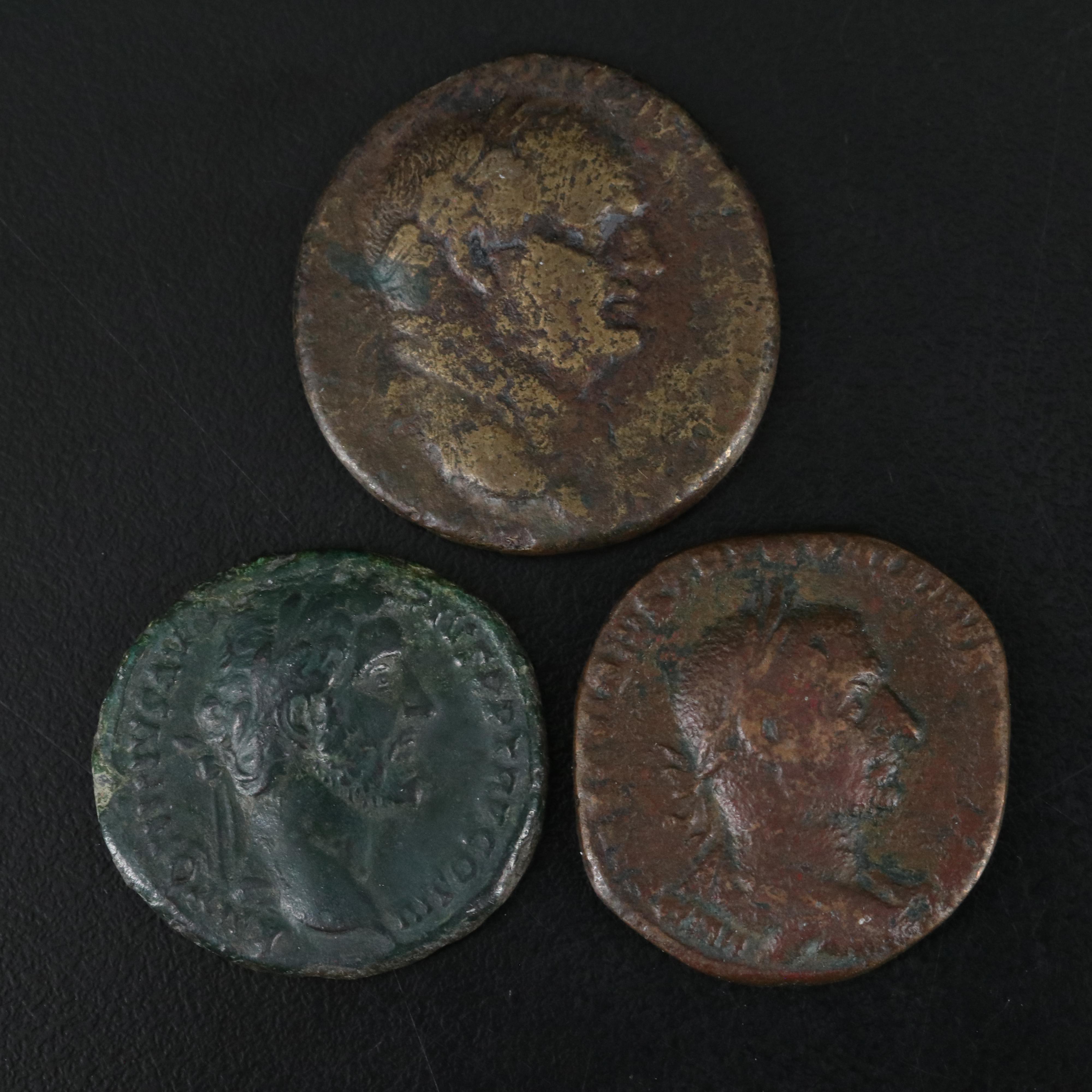 Three Ancient Roman Bronze Coins
