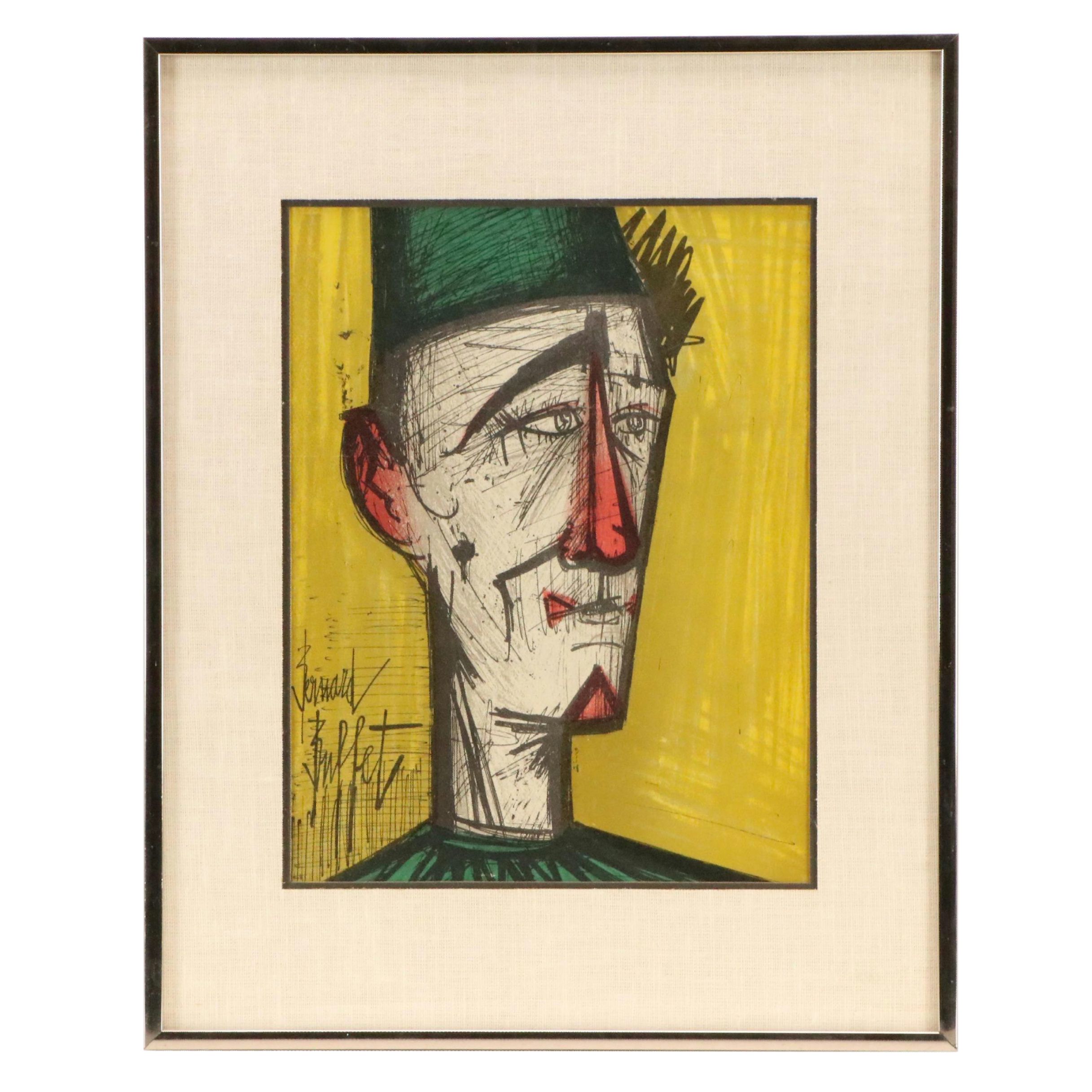 Color Lithograph After Bernard Buffet "Le Clown Jojo," Late 20th Century