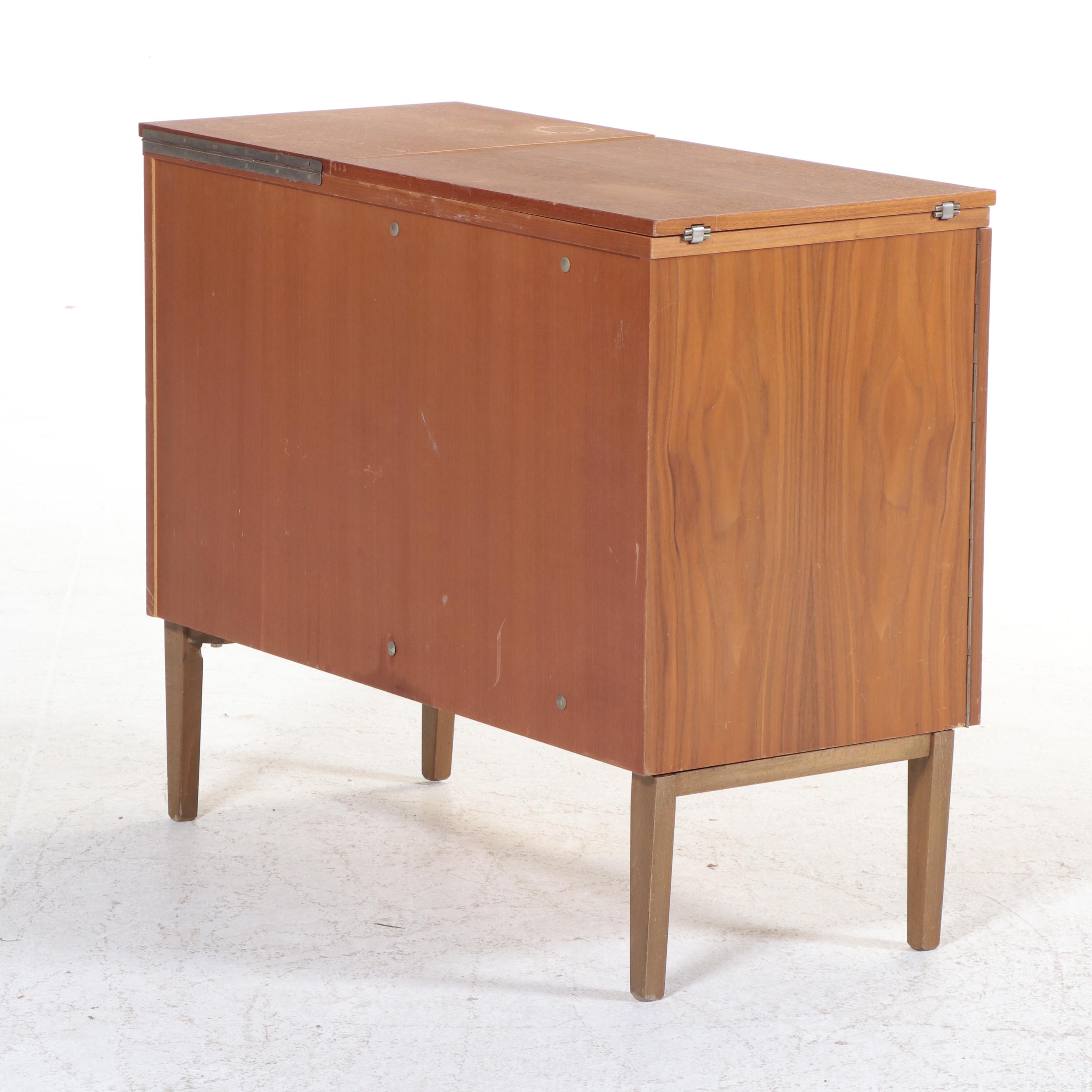 Pfaff 1222 Sewing Machine with MCM Style Walnut Veneer Sewing Cabinet