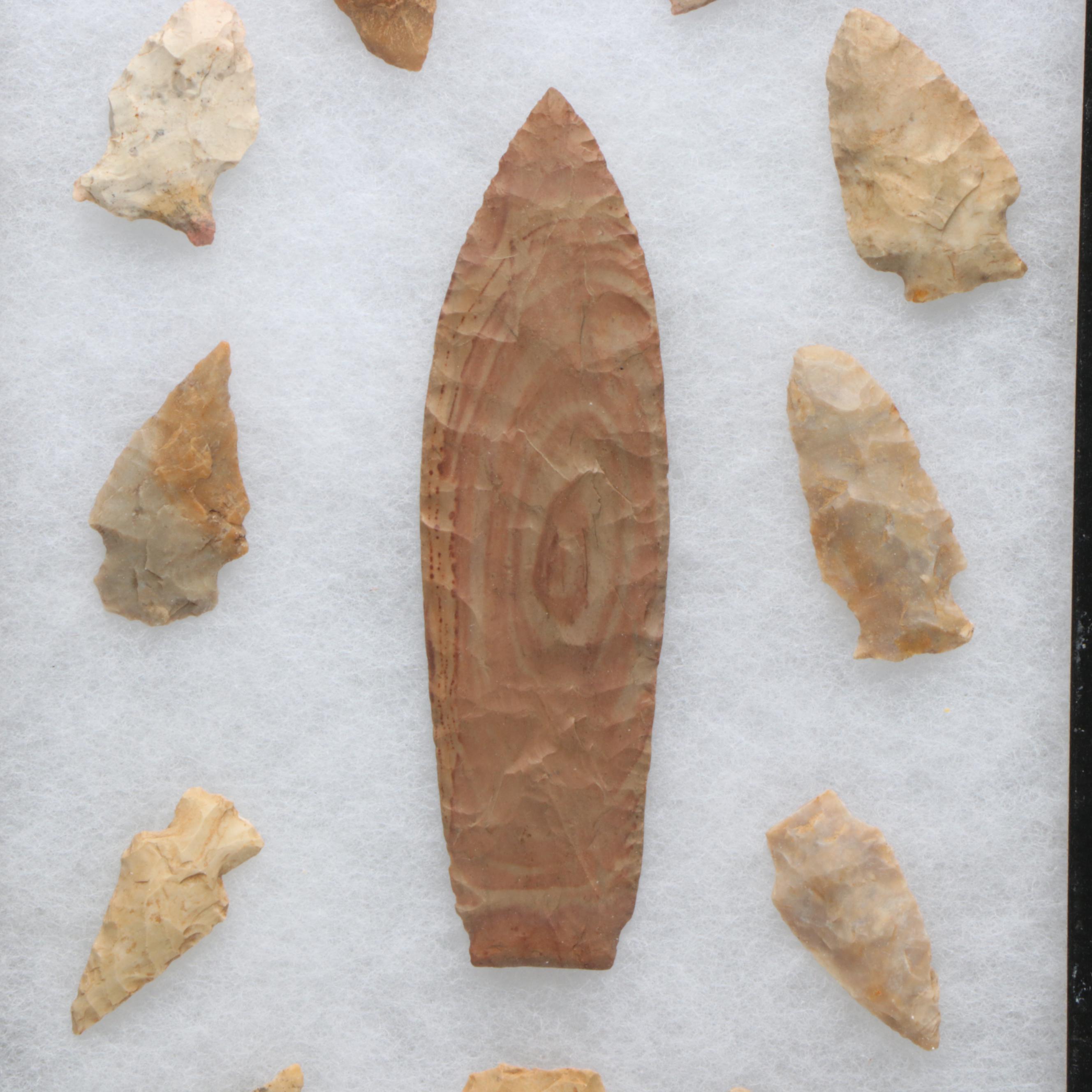 Native American Knapped Flint Arrowheads