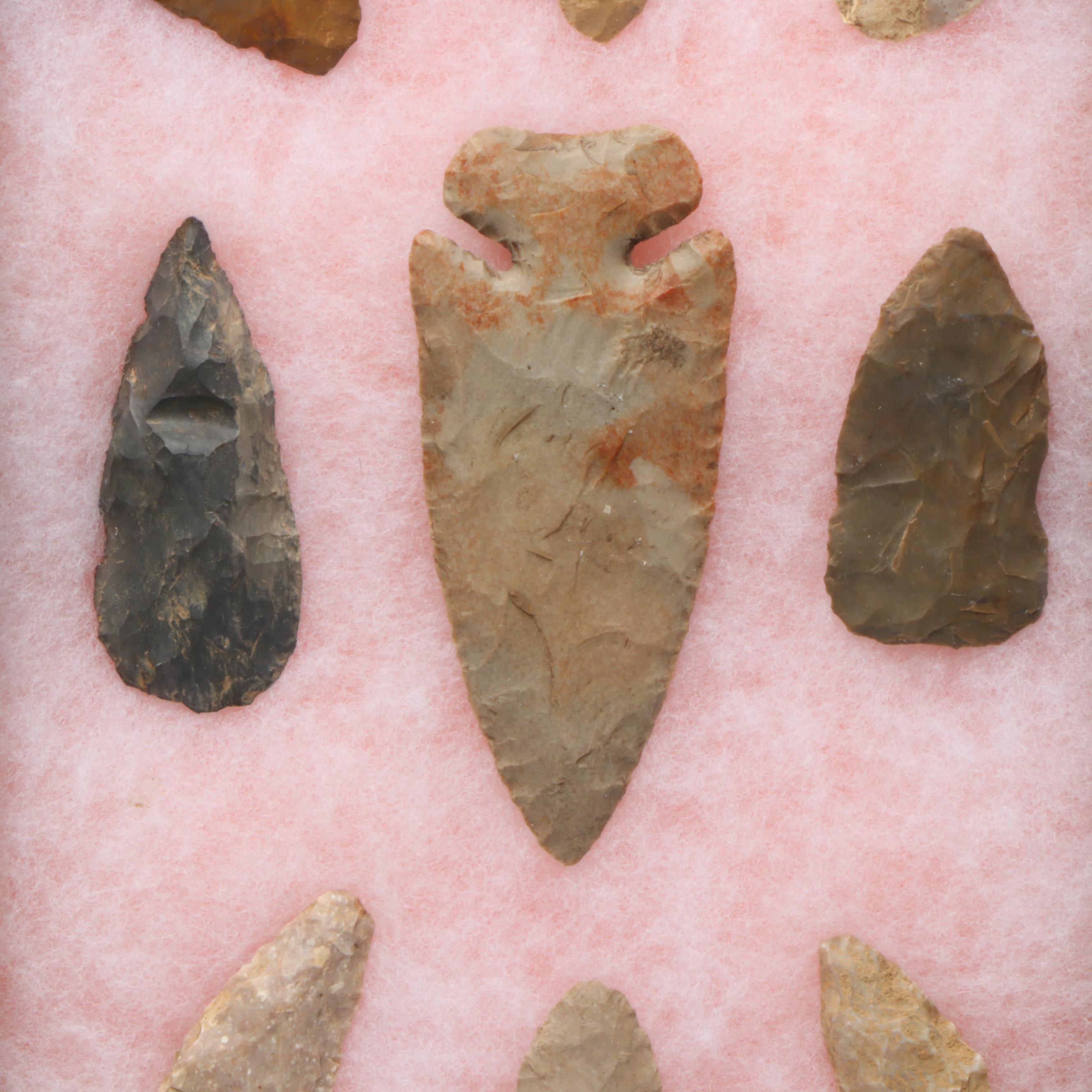 Native American Knapped Flint Arrowheads