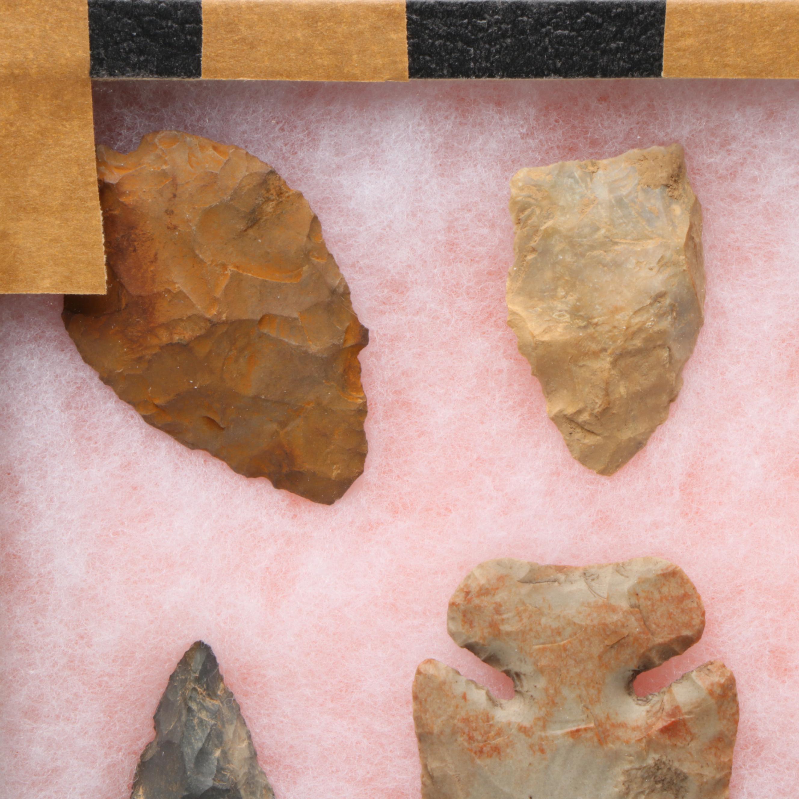 Native American Knapped Flint Arrowheads