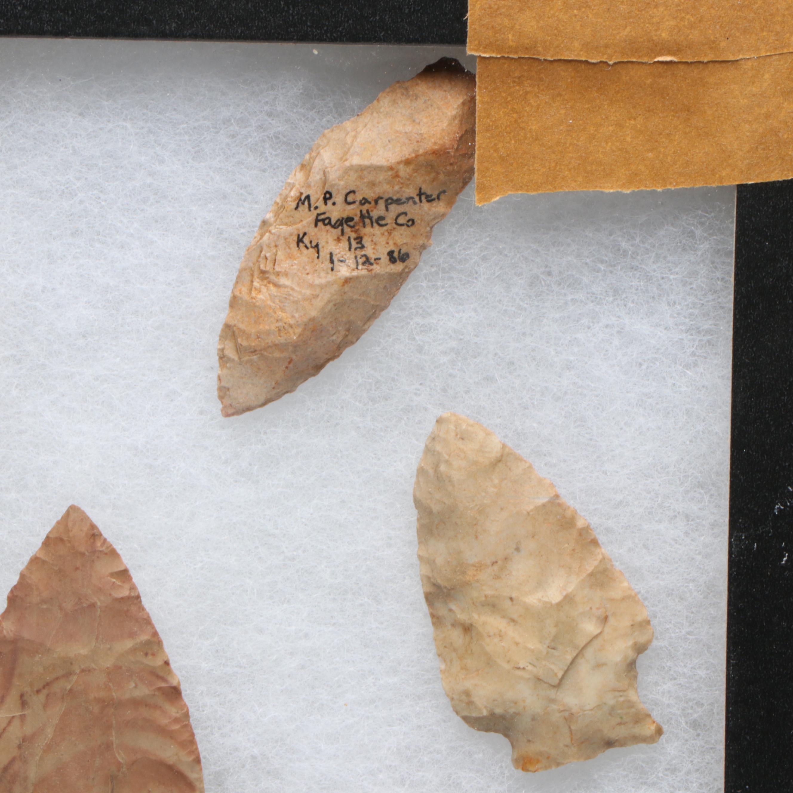 Native American Knapped Flint Arrowheads