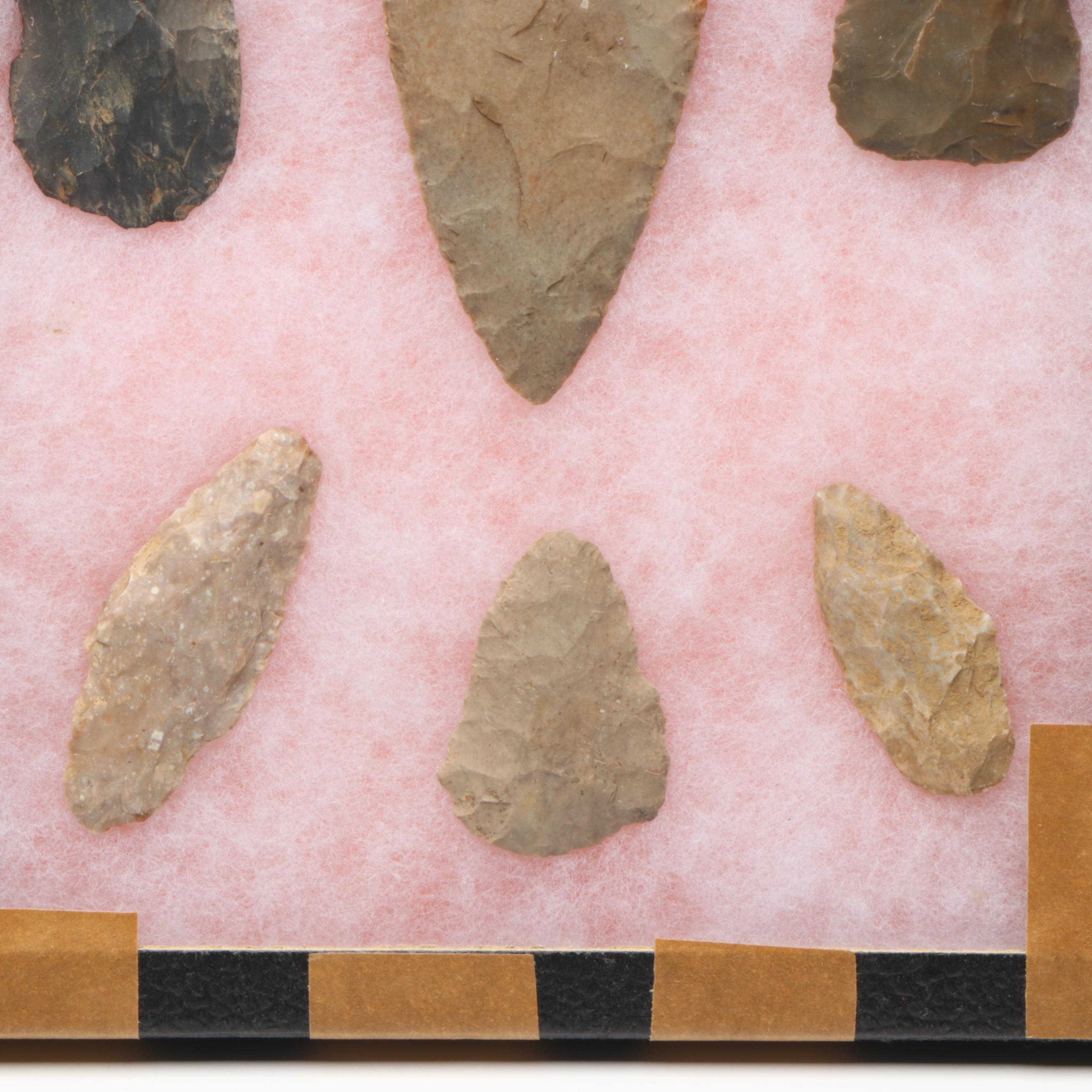 Native American Knapped Flint Arrowheads