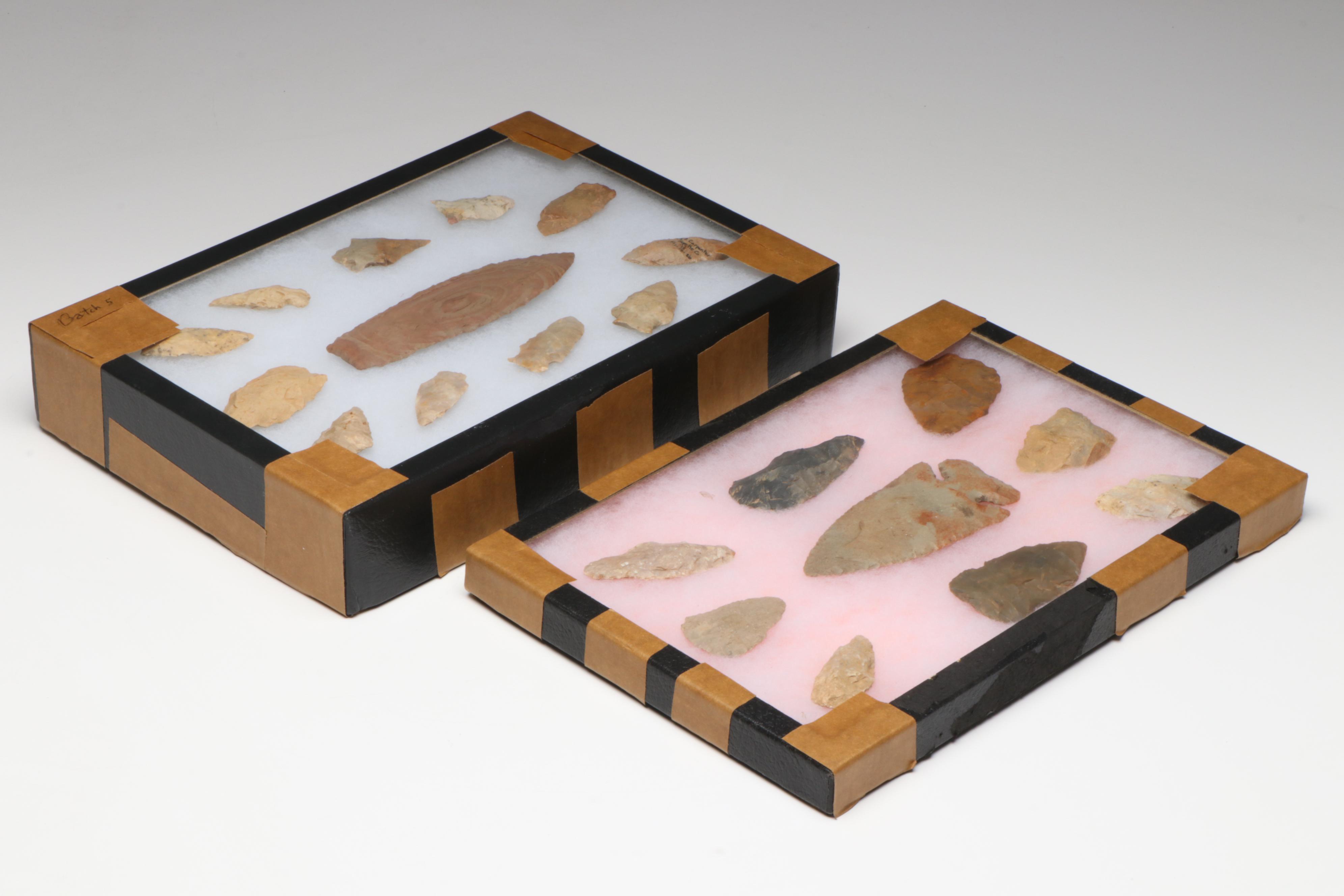 Native American Knapped Flint Arrowheads