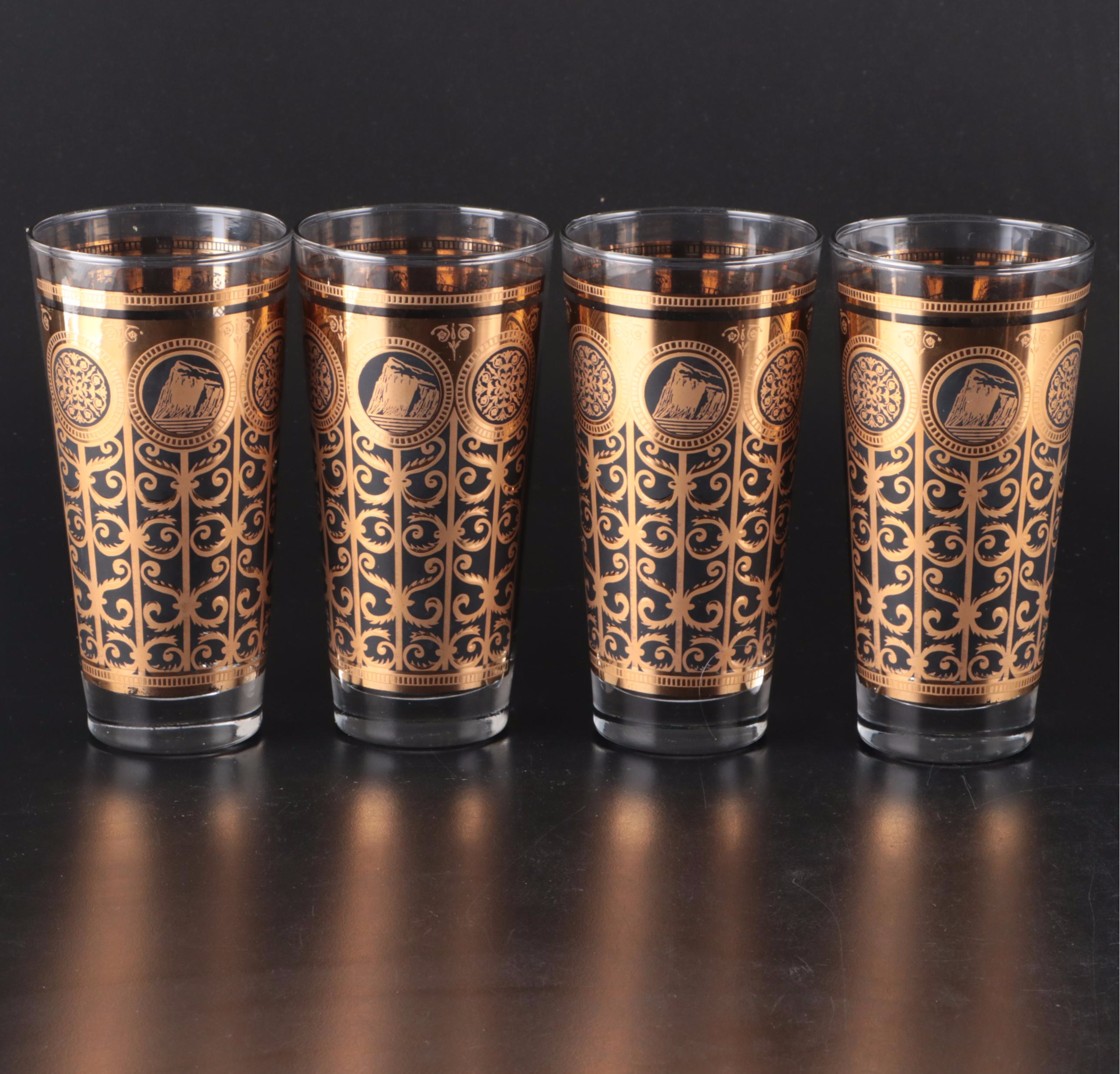 Libbey "Prudential Rock of Gibraltar" Glass Juice Glasses and Highball Glasses