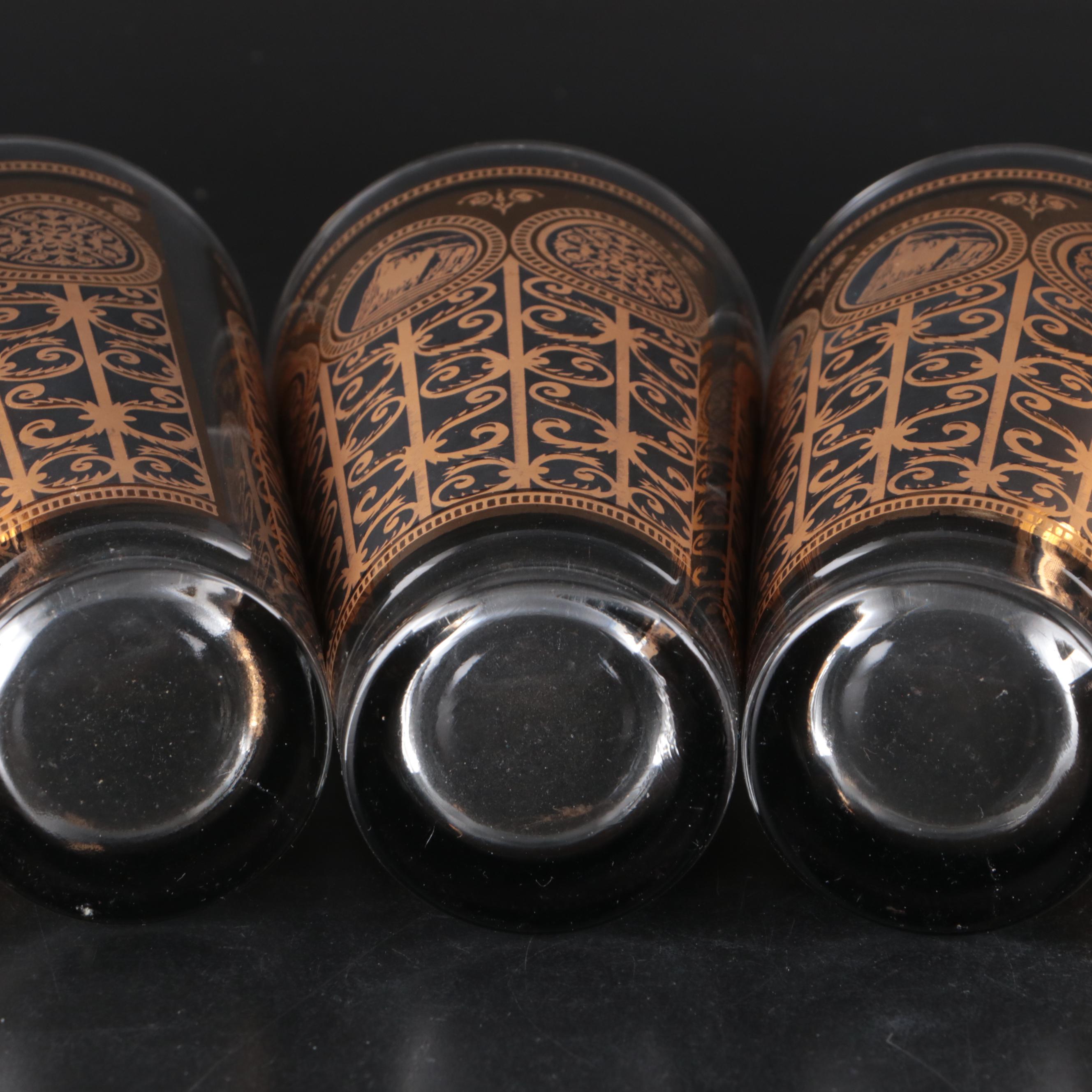 Libbey "Prudential Rock of Gibraltar" Glass Juice Glasses and Highball Glasses