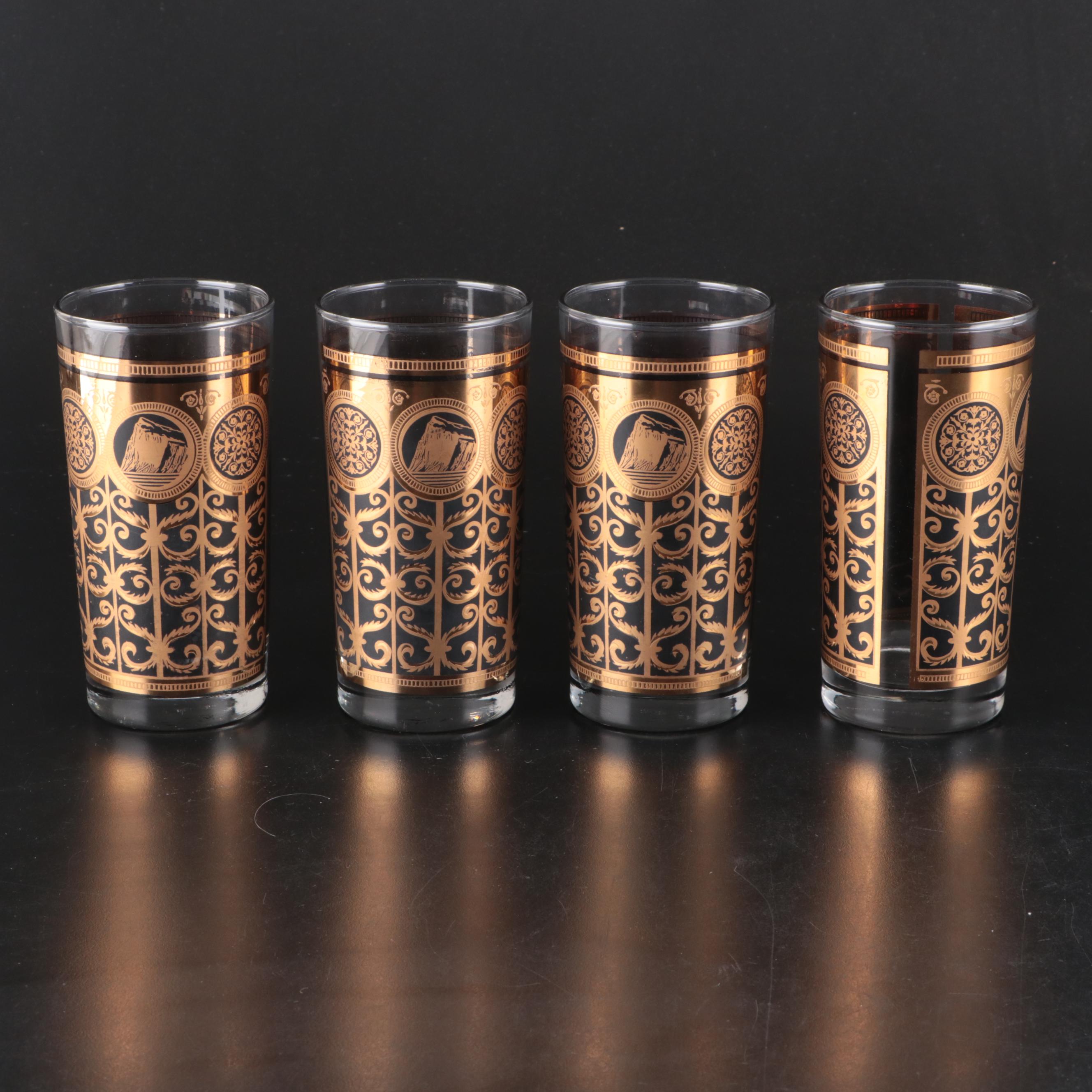 Libbey "Prudential Rock of Gibraltar" Glass Juice Glasses and Highball Glasses