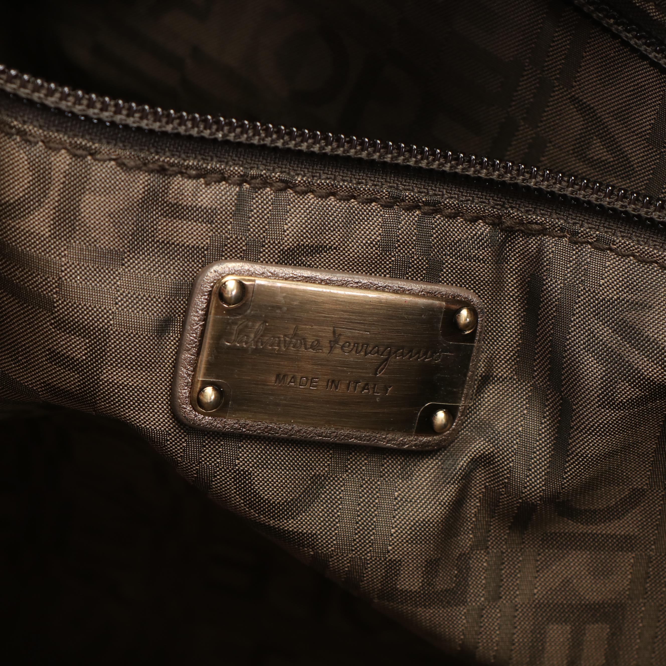 Salvatore Ferragamo Perforated Gancini Tote Bag in Metallic Leather