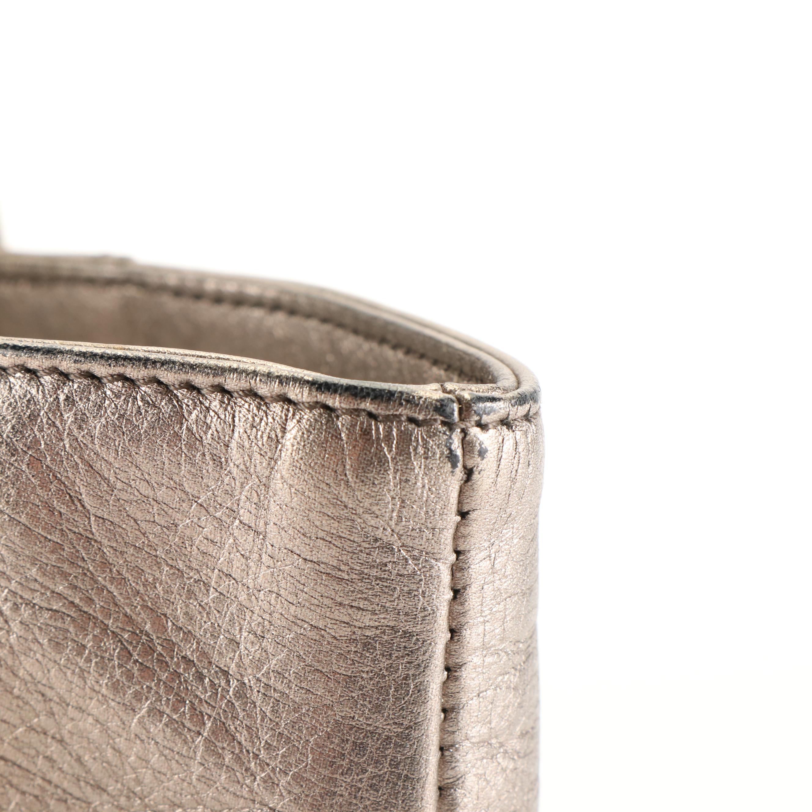 Salvatore Ferragamo Perforated Gancini Tote Bag in Metallic Leather