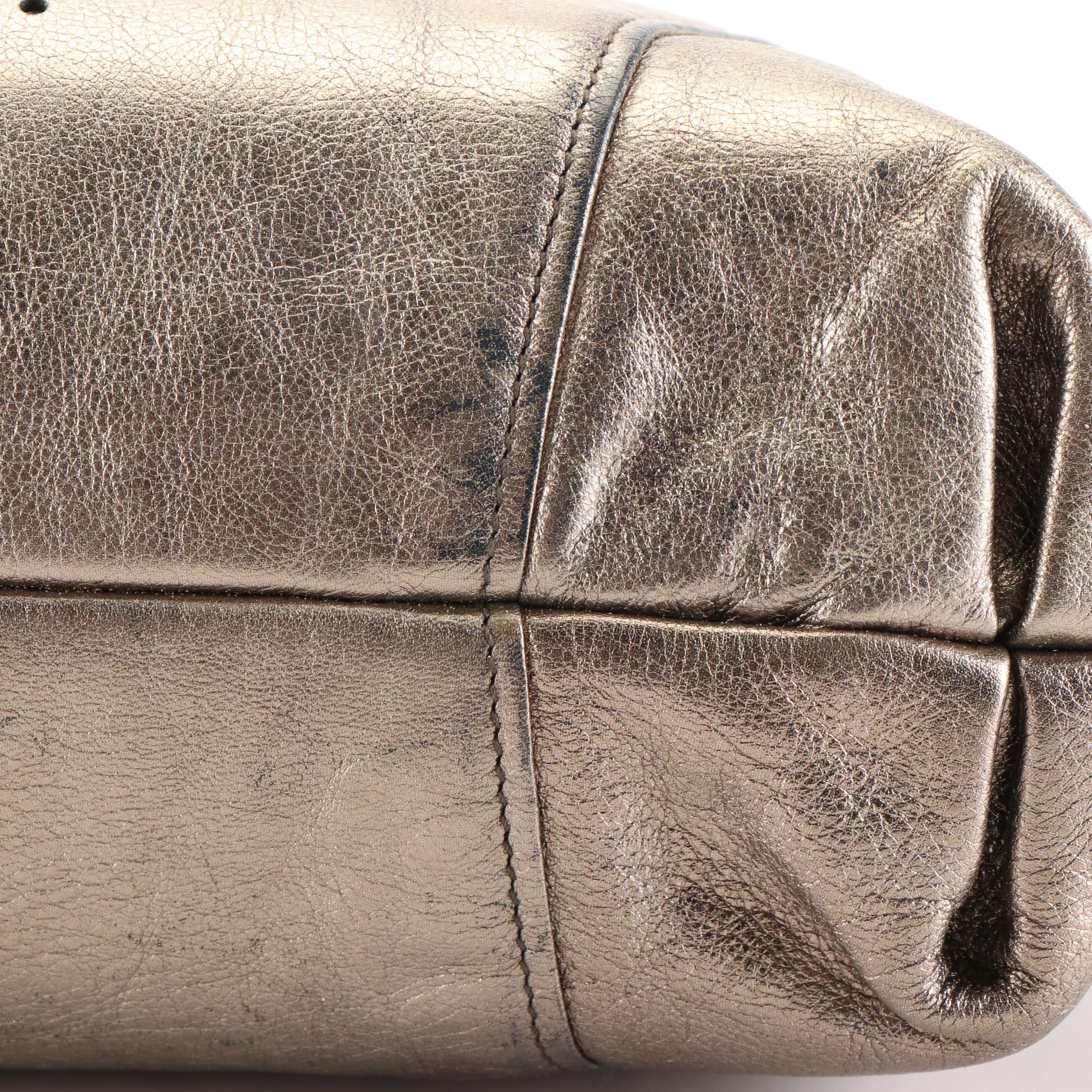 Salvatore Ferragamo Perforated Gancini Tote Bag in Metallic Leather