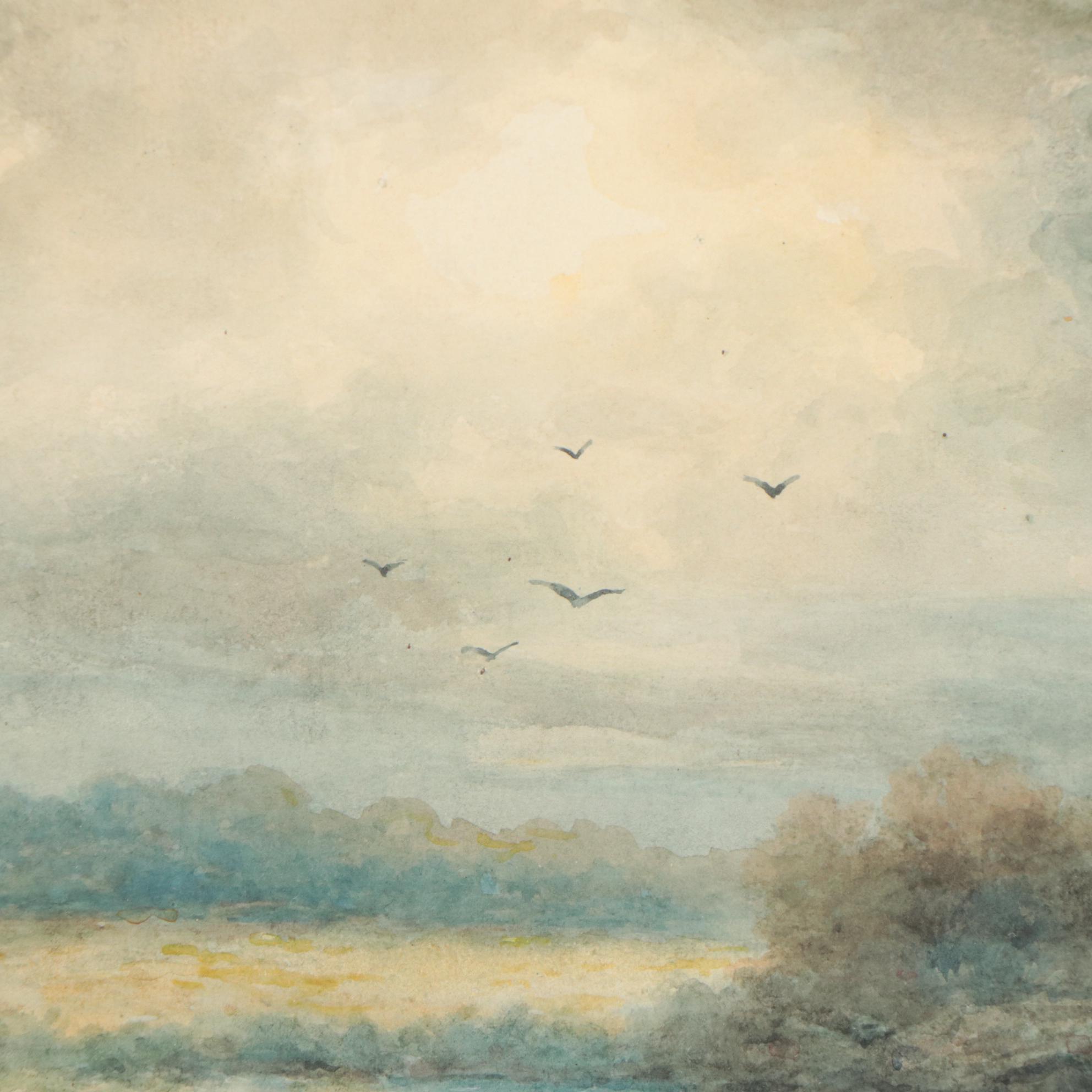 Charles Parmelee Rising River Landscape Watercolor Painting