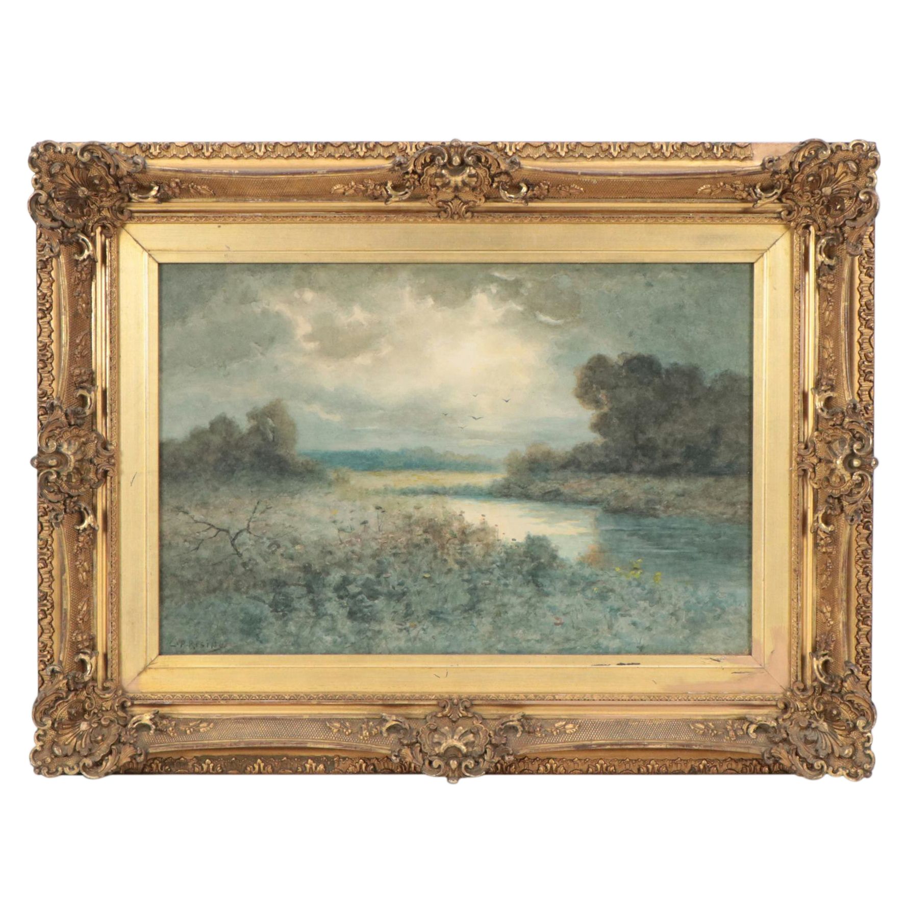 Charles Parmelee Rising River Landscape Watercolor Painting