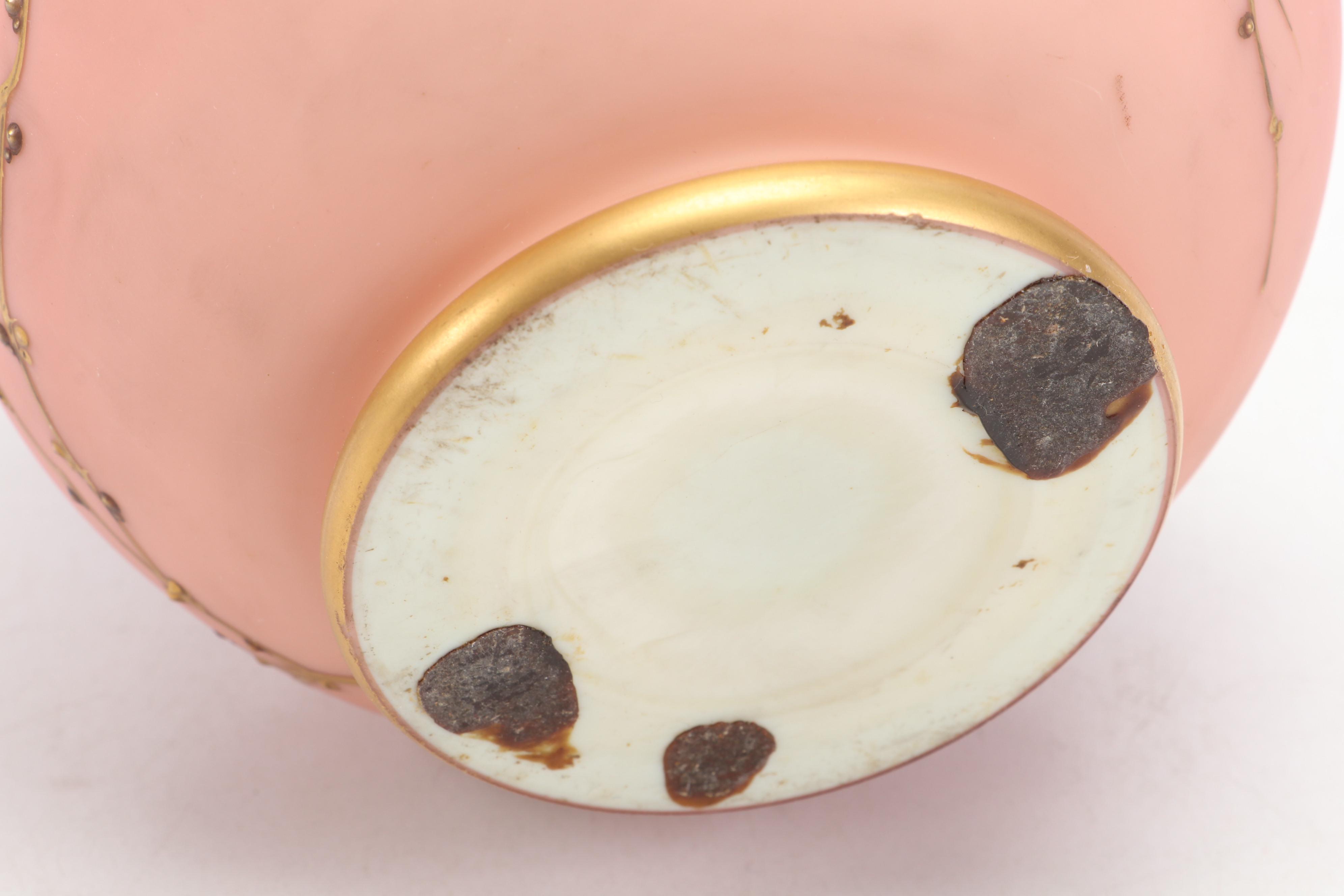 Thomas Webb Peachblow Glass Vase with Hand-Applied Gilt, 19th C.