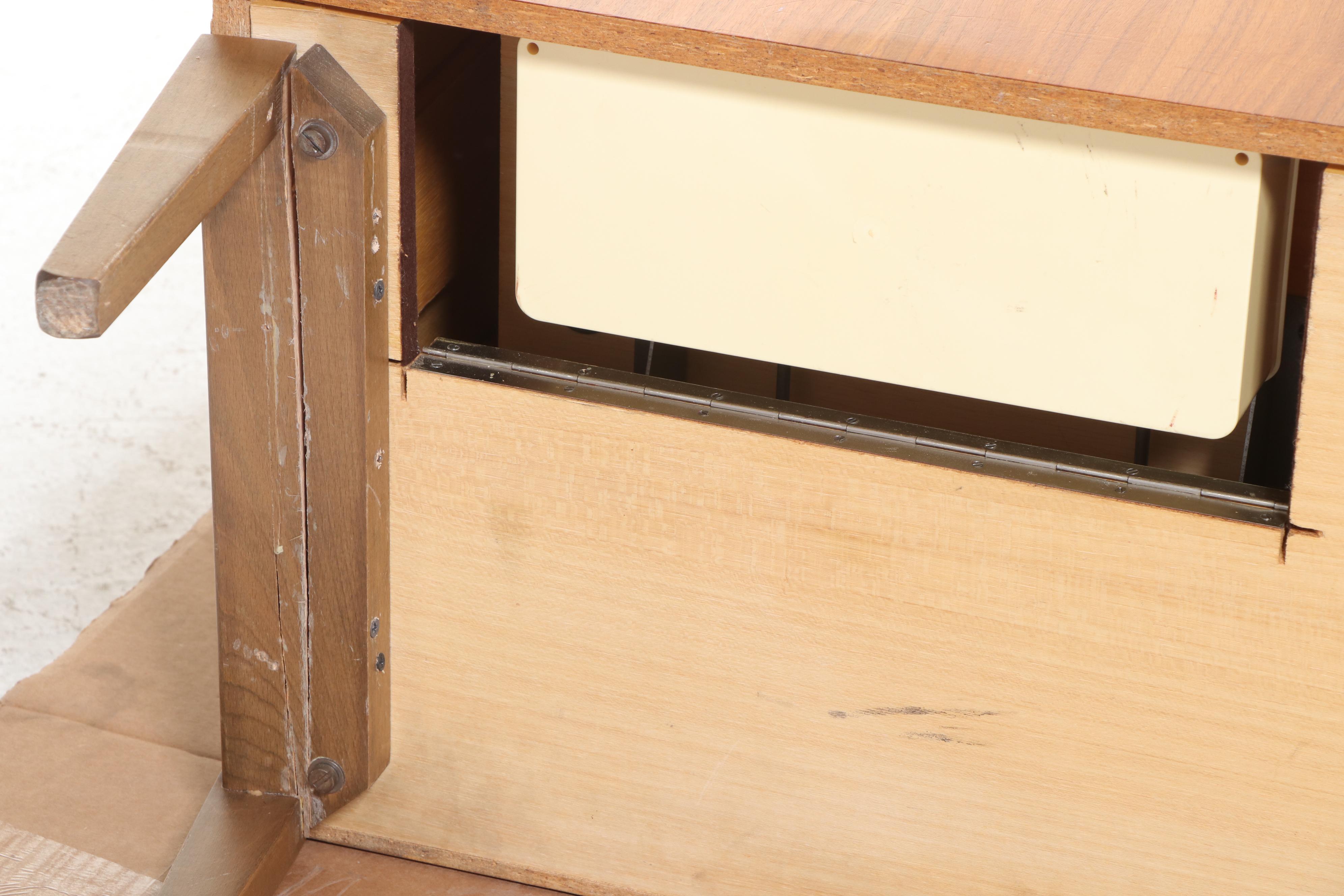 Pfaff 1222 Sewing Machine with MCM Style Walnut Veneer Sewing Cabinet