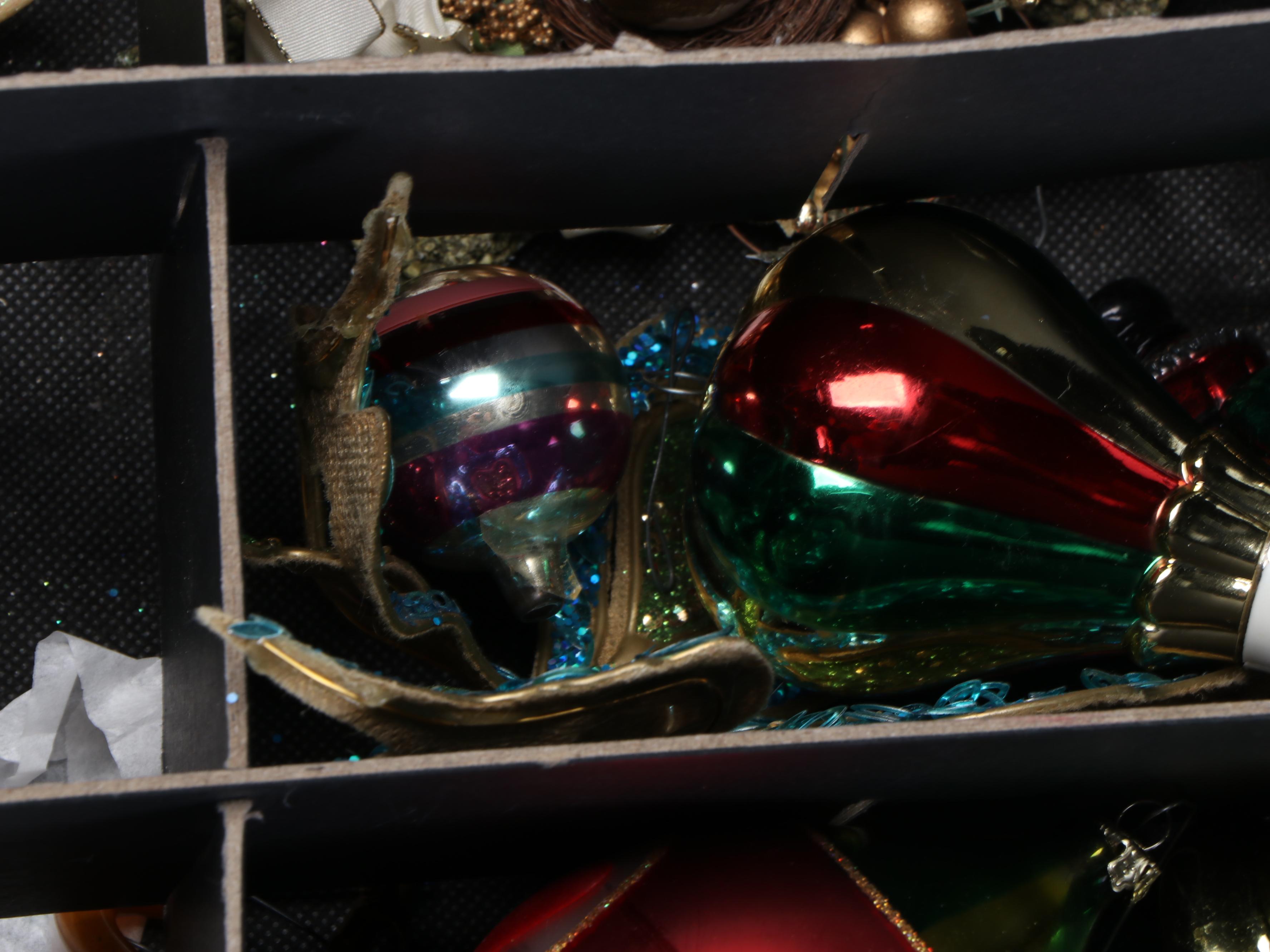 Kurt S. Adler Wood Christmas Ornaments with Glass Ornaments and More