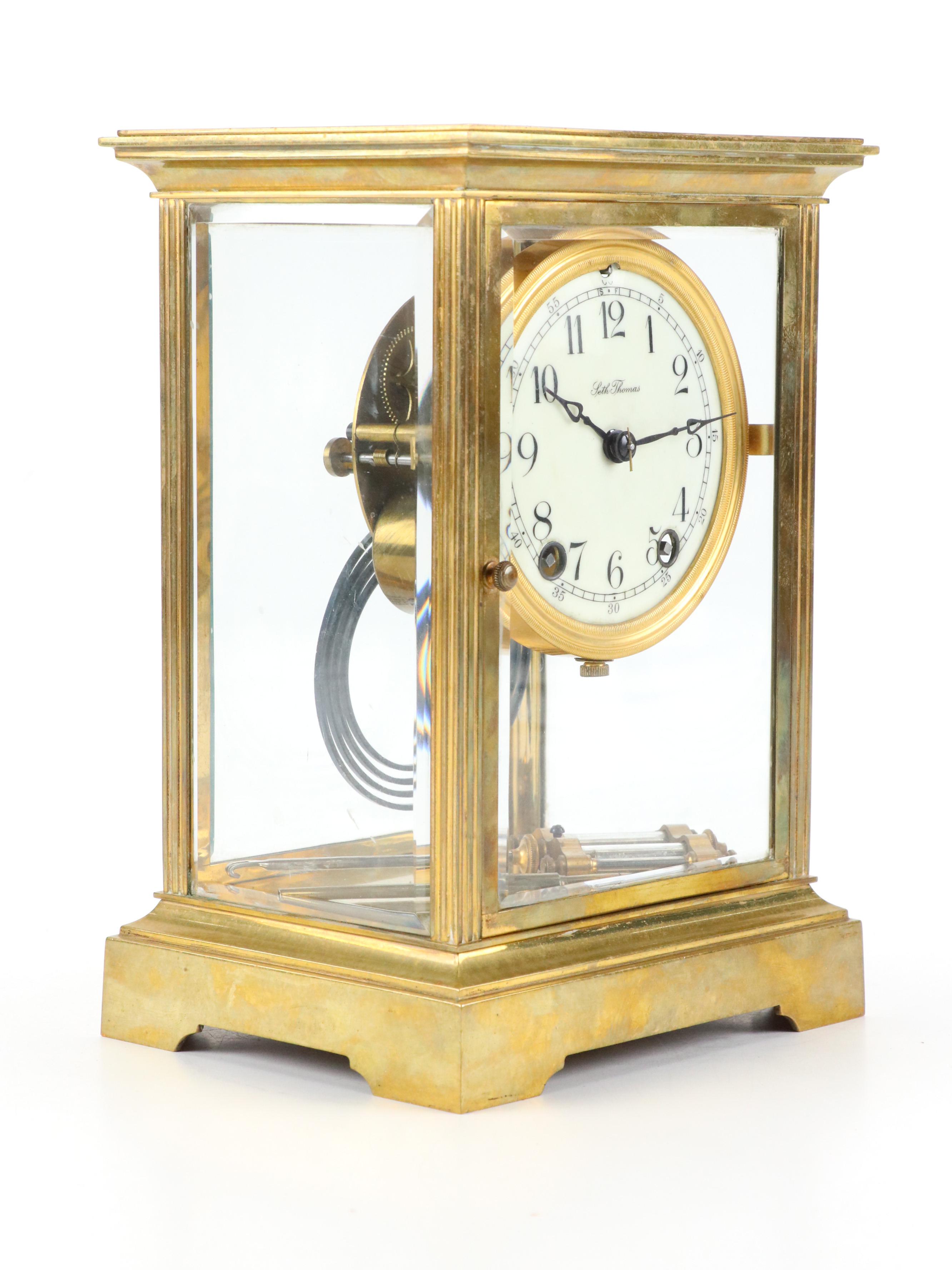 Seth Thomas Brass and Crystal Regulator Clock, Early 20th C.