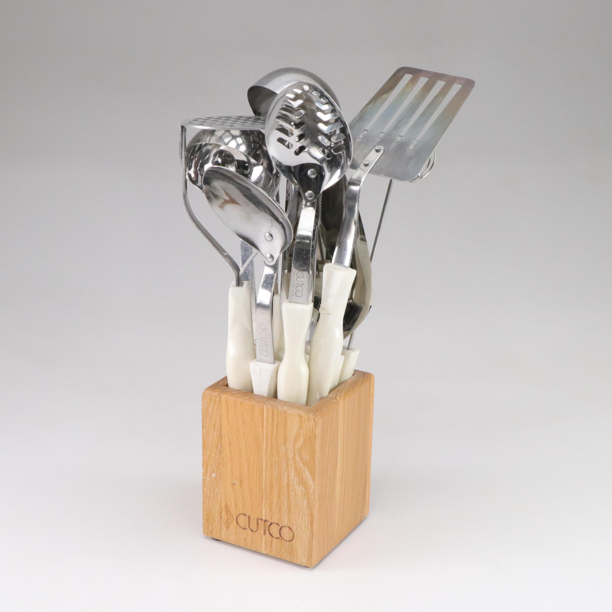 Cutco White-Handled Ten-Piece Kitchen Tool Set with Holder