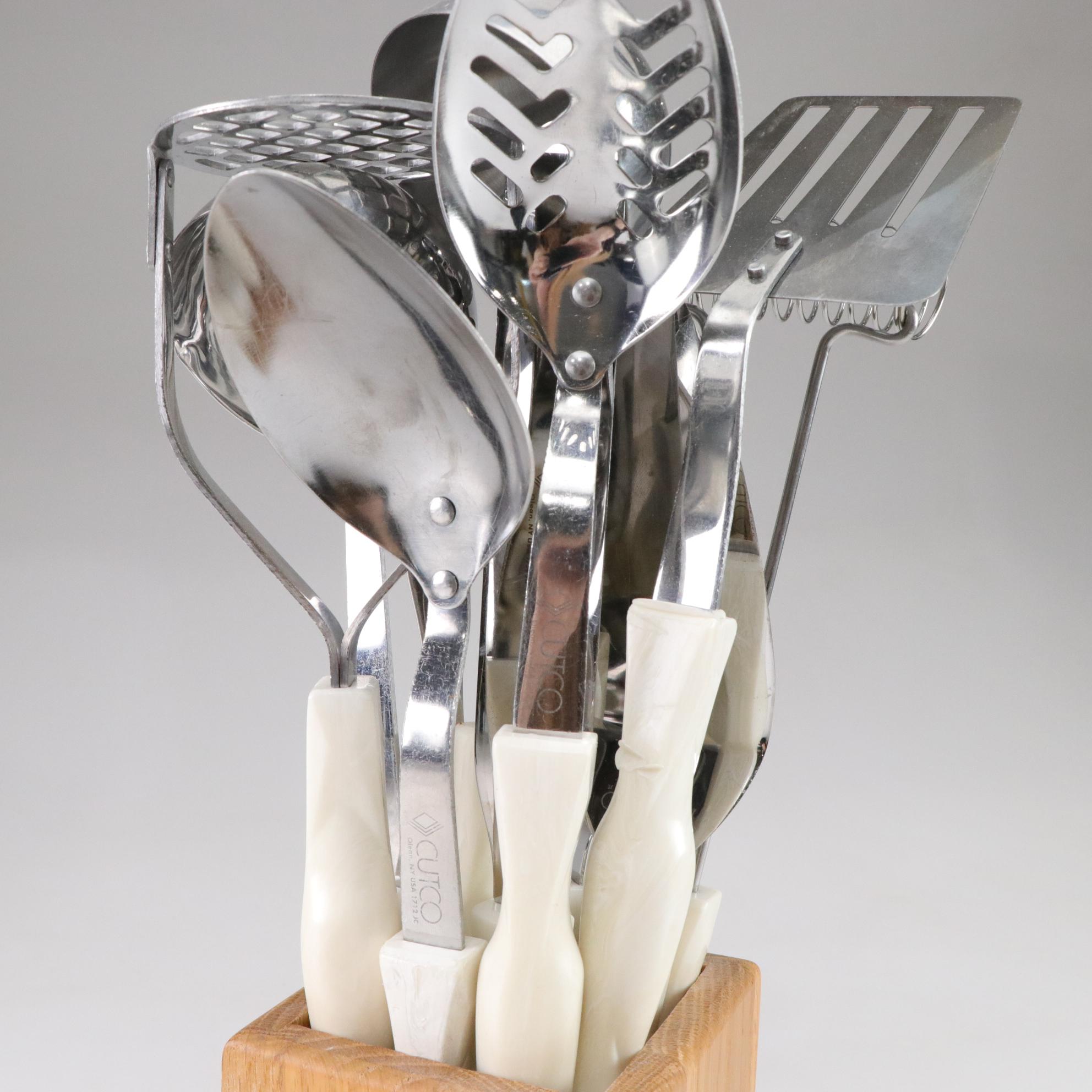 Cutco White-Handled Ten-Piece Kitchen Tool Set with Holder