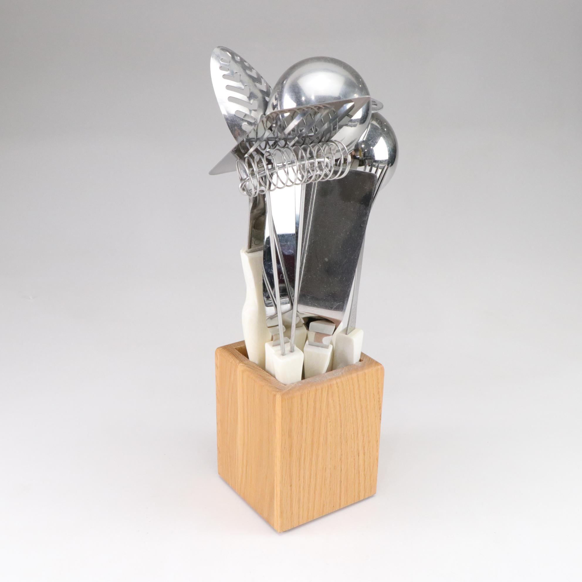 Cutco White-Handled Ten-Piece Kitchen Tool Set with Holder